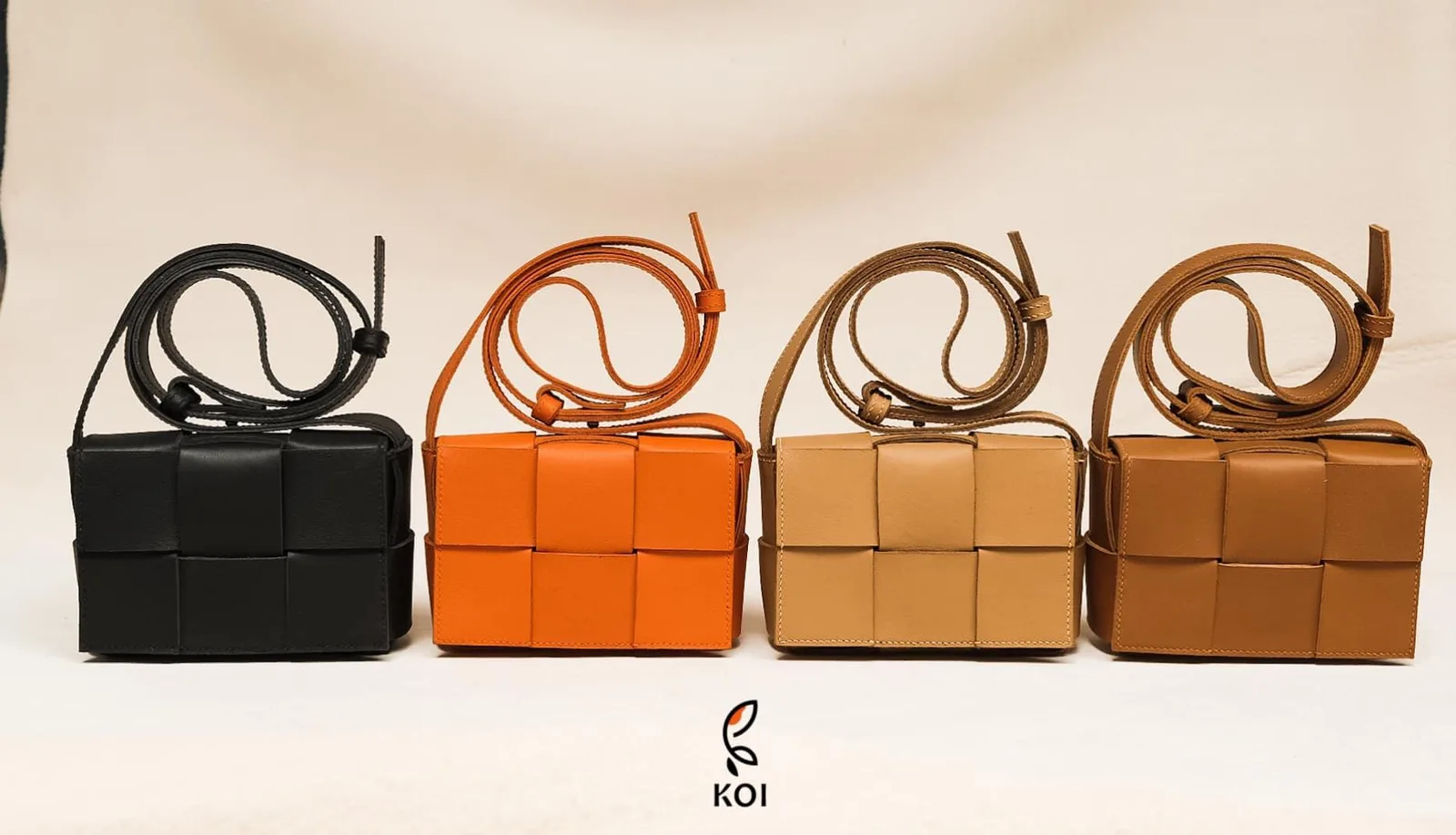 Woven Bag - Da Bê Swift - Black, Yellow, Orange, Brown - Hình 2