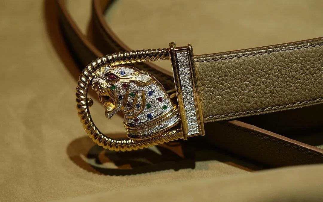 Thắt Lưng Da  - Da Togo , Mạ vàng 24k - Walnut - KOI Leather