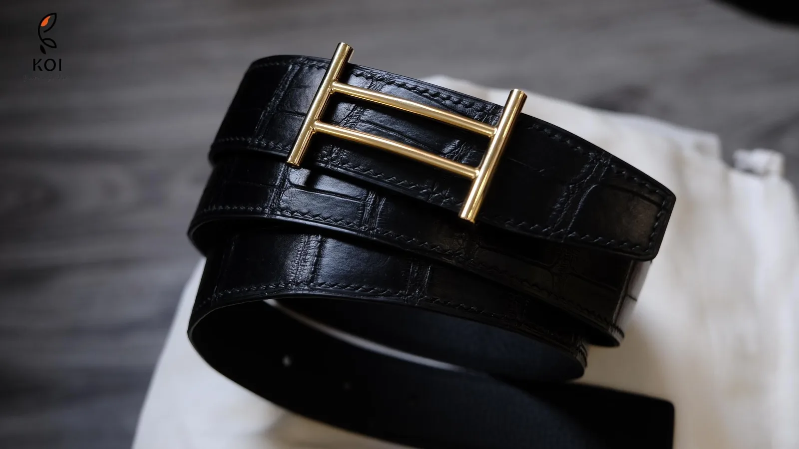 Thắt Lưng Da Nam - Da Alligator - Black - Hình 3
