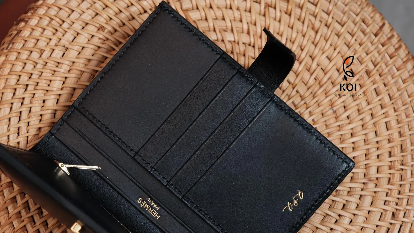 Ví Compact Bearn - Da Boxcalf - Black - Hình 2