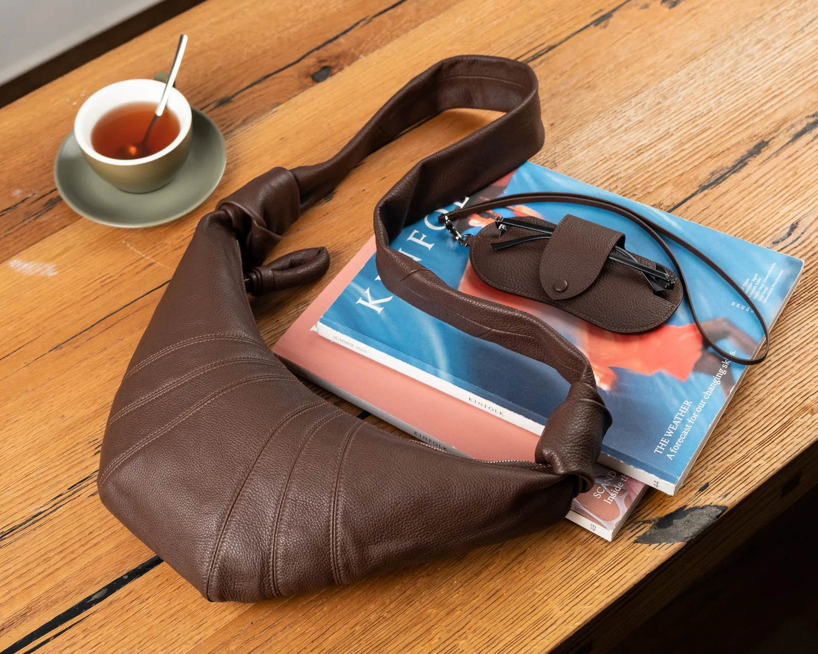 Túi Hobo Croissant - Da Bò Ý - Brown - KOI Leather