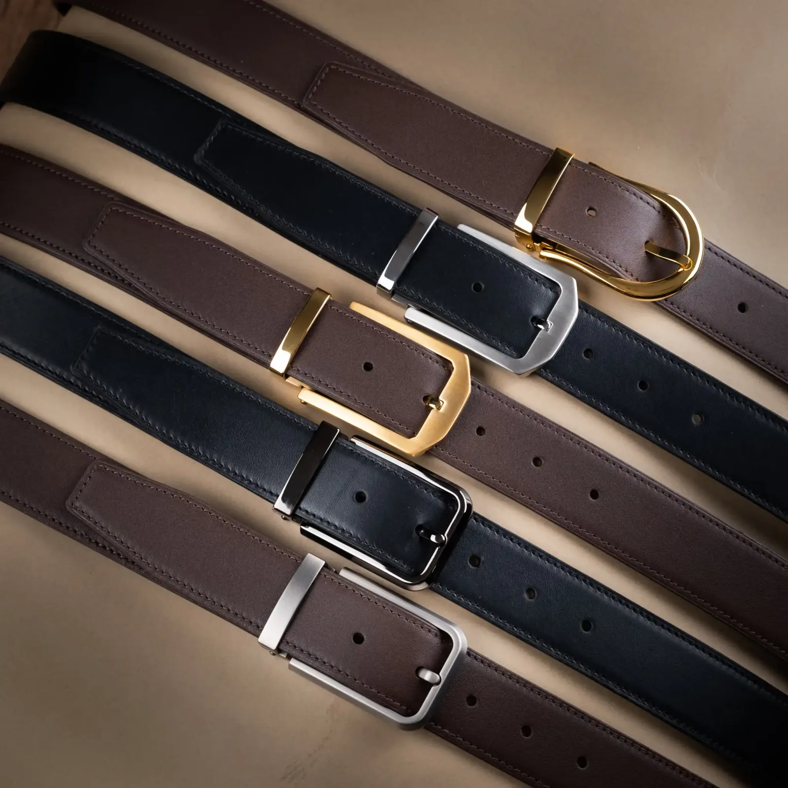 Thắt Lưng Nam - Da Bò - Black/Brown - KOI Leather