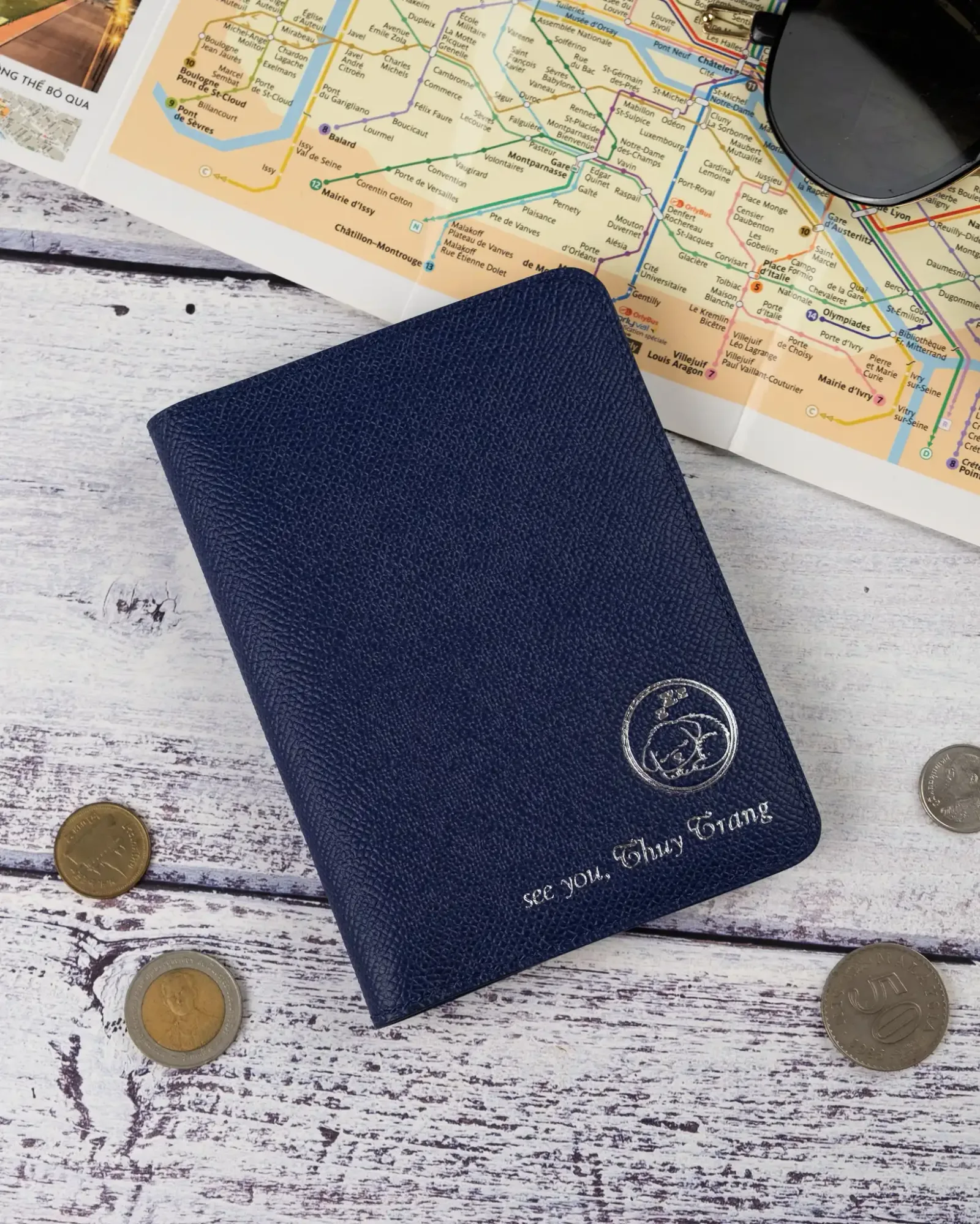 PassPort Cover - Da Espom - Navy - KOI Leather
