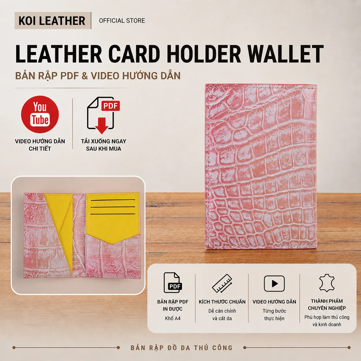 Bản Rập Leather Card Holder Wallet