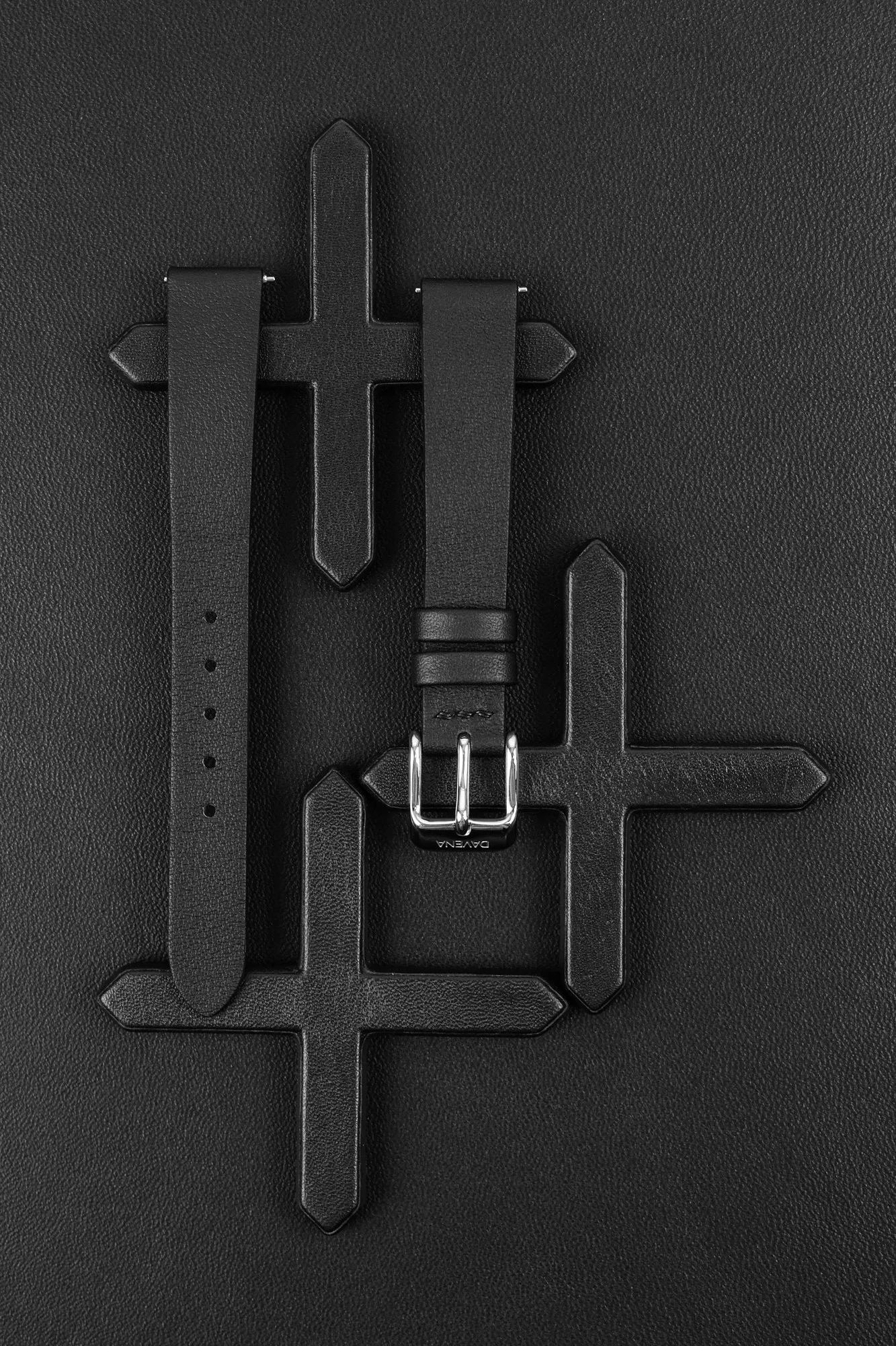 Ảnh Studio Dây đồng hồ nữ da bò màu đen cho Davena - Koi Leather