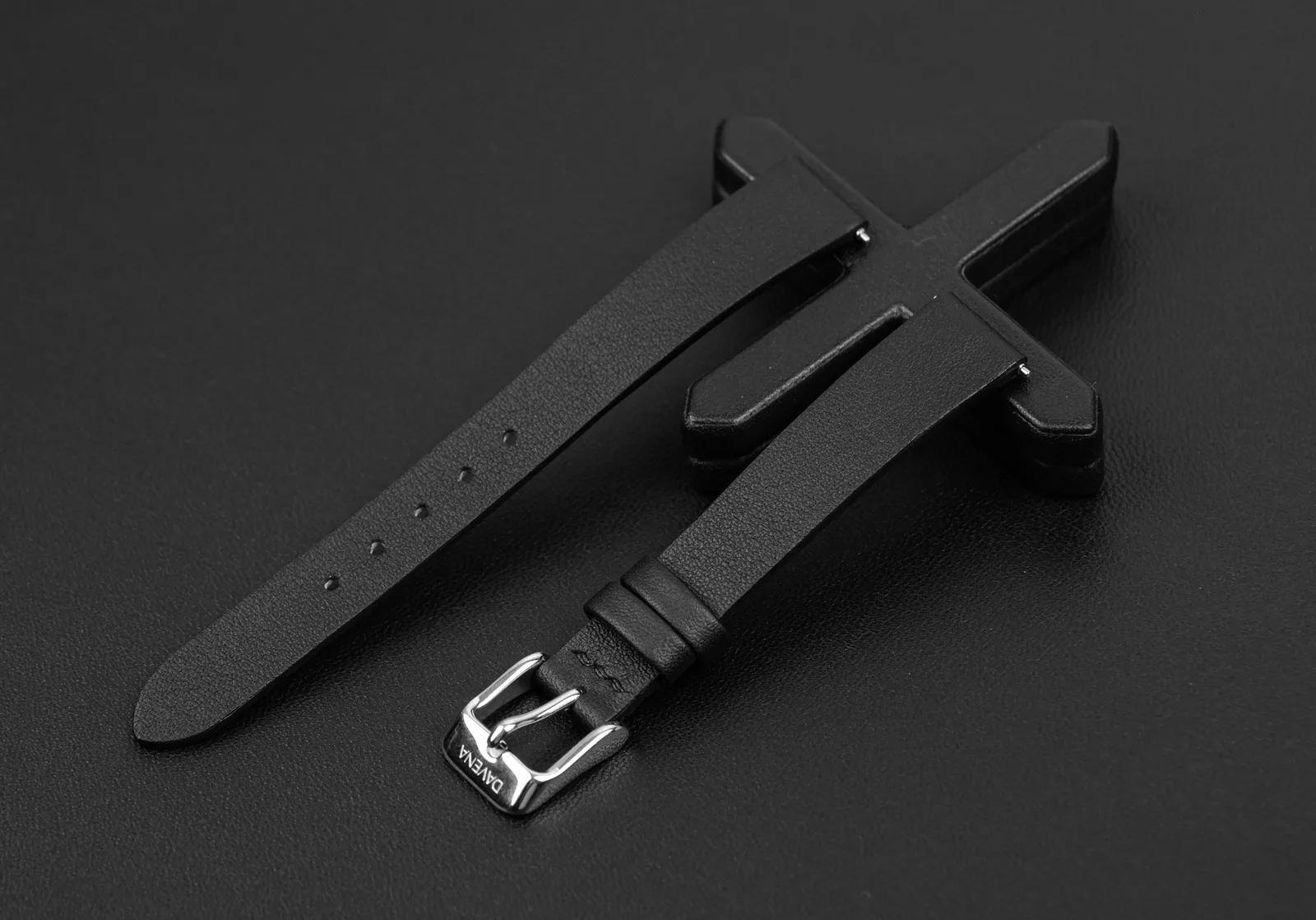 Ảnh Studio Dây đồng hồ nữ da bò màu đen cho Davena - Koi Leather