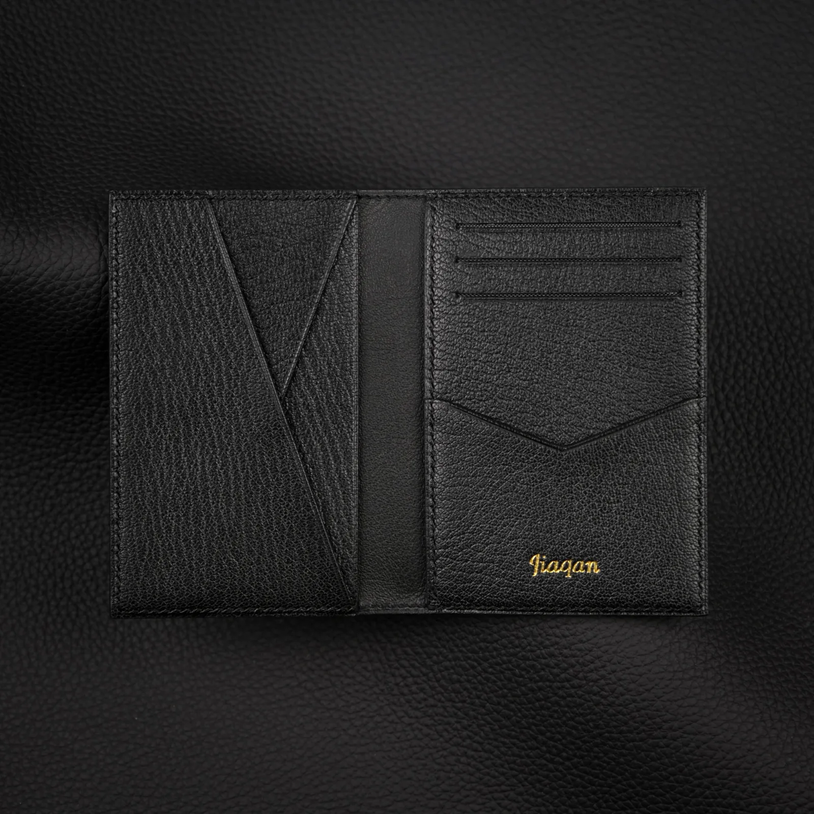 Ảnh Studio Ví compact da dê Alran black - Koi Leather