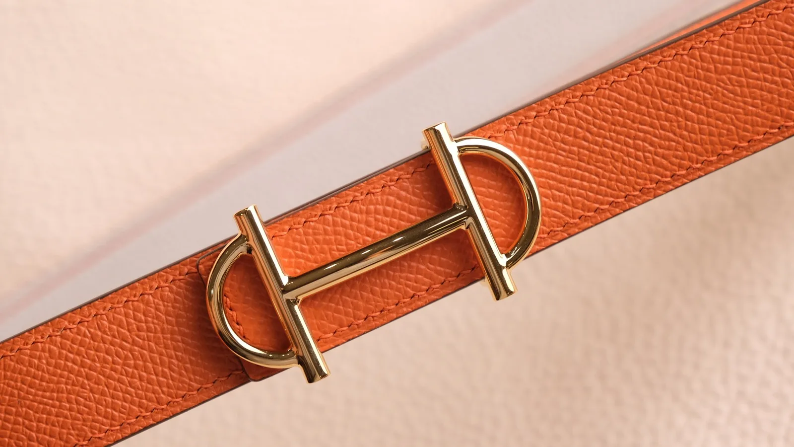 Ảnh Studio Thắt lưng nữ da Epsom bản 18mm màu cam lót kem - Koi Leather