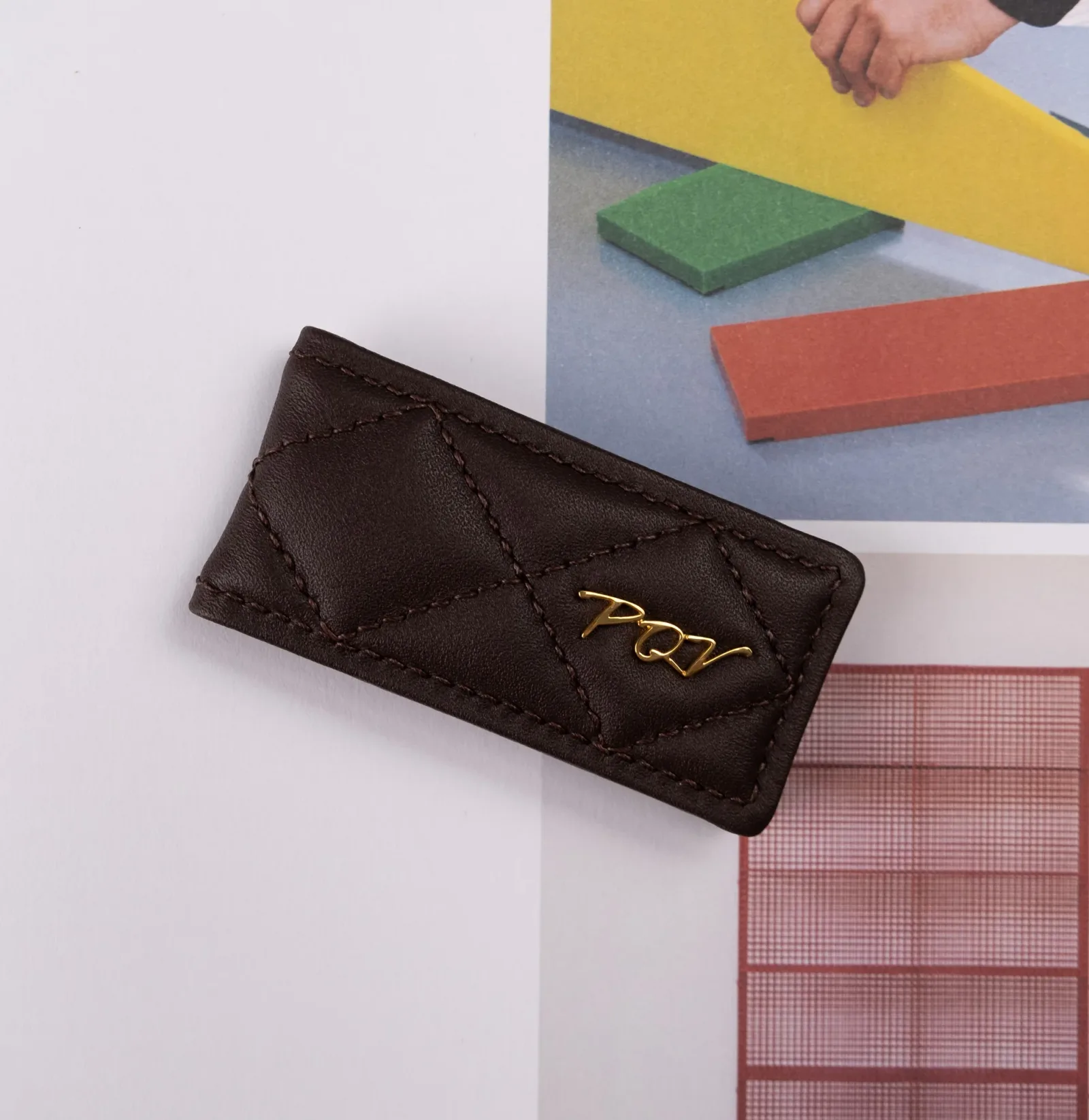 Ảnh Studio Money clip nâu may trám - KOI Leather