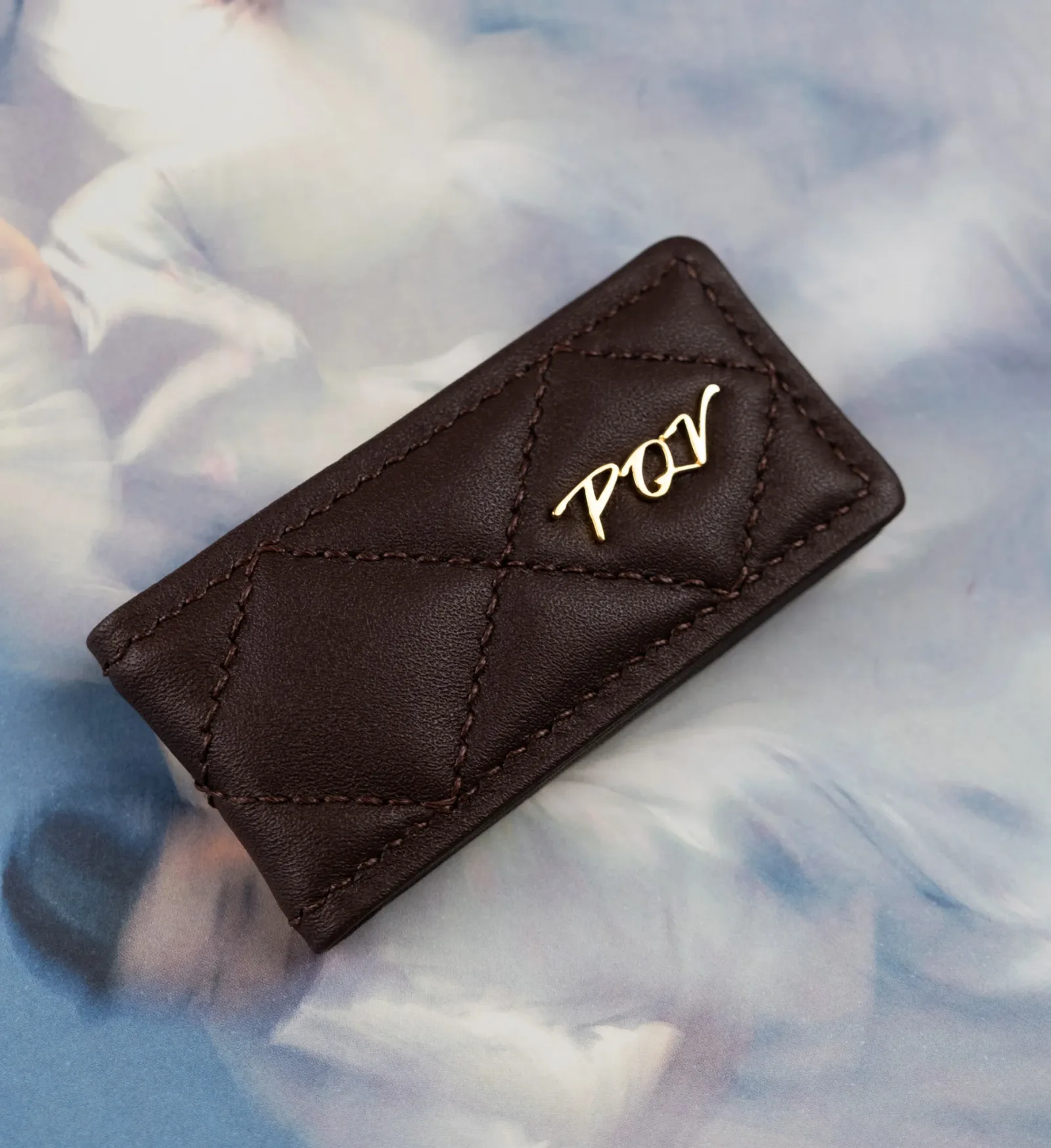 Ảnh Studio Money clip nâu may trám - KOI Leather
