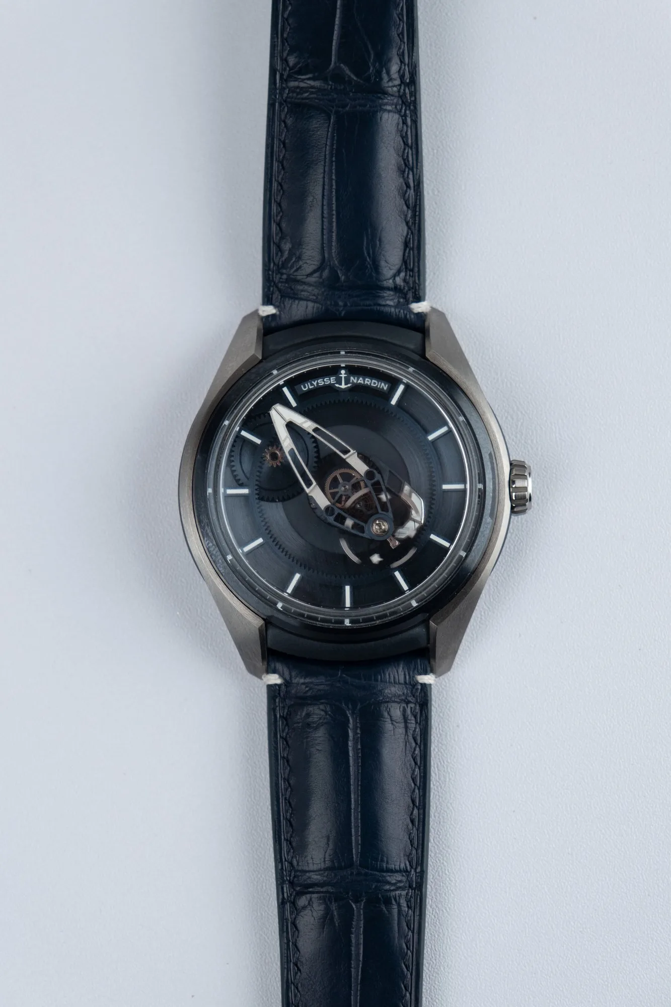 Ảnh Studio Dây đồng hồ da cá sấu xanh navy cho Ulysse Nardin - Koi Leather