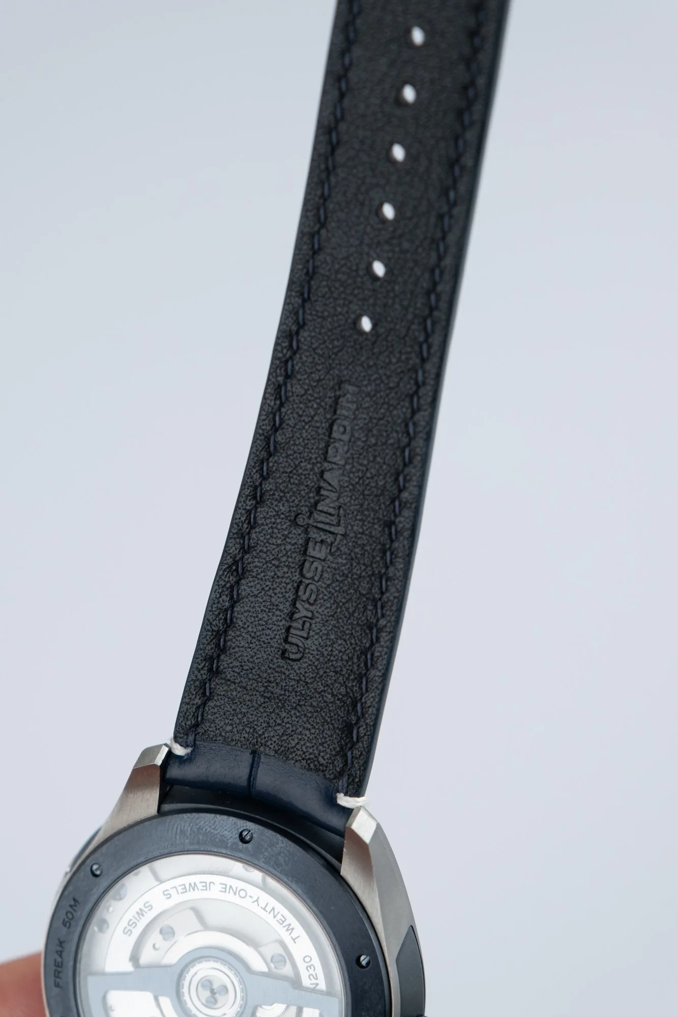 Ảnh Dây đồng hồ da cá sấu xanh navy cho Ulysse Nardin - Koi Leather