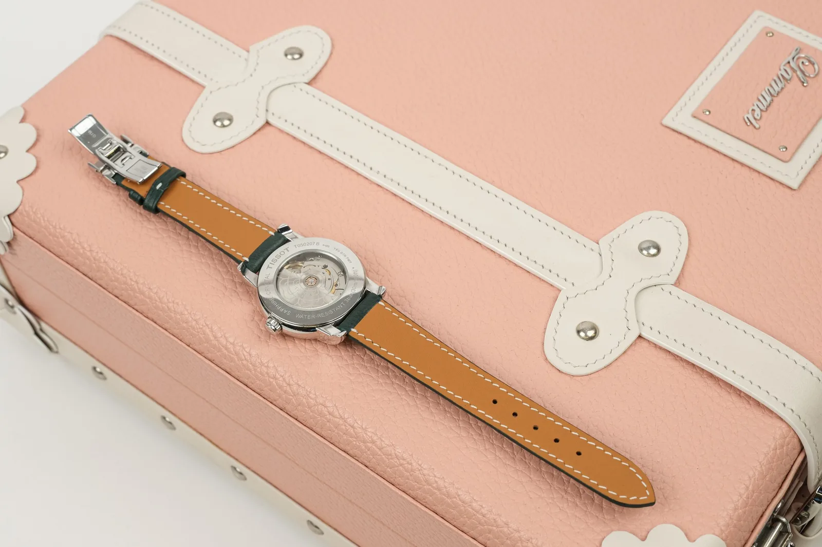 Ảnh Studio Dây đồng hồ da đà điểu màu xanh rêu cho Tissot - Koi Leather