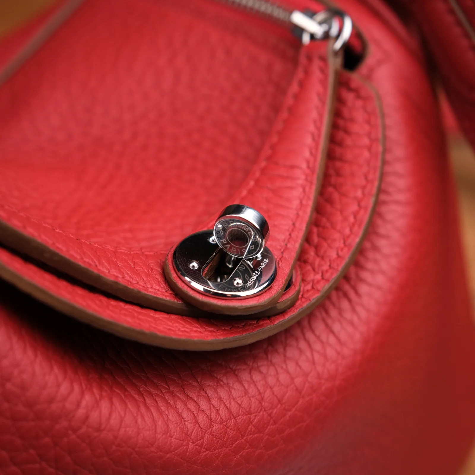Ảnh Studio Túi xách nữ da Clemence dáng hộp quai đôi màu đỏ - Koi Leather