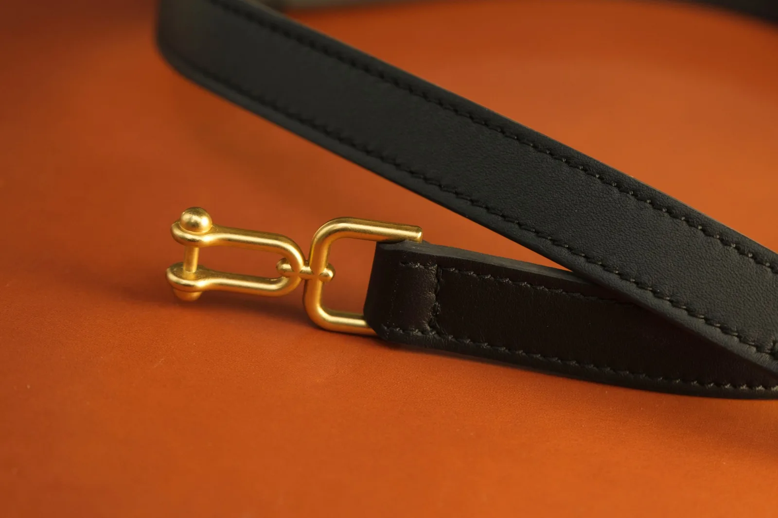 Ảnh Studio Thắt lưng nữ da bò màu đen khoá móc còng mạ vàng - Koi Leather