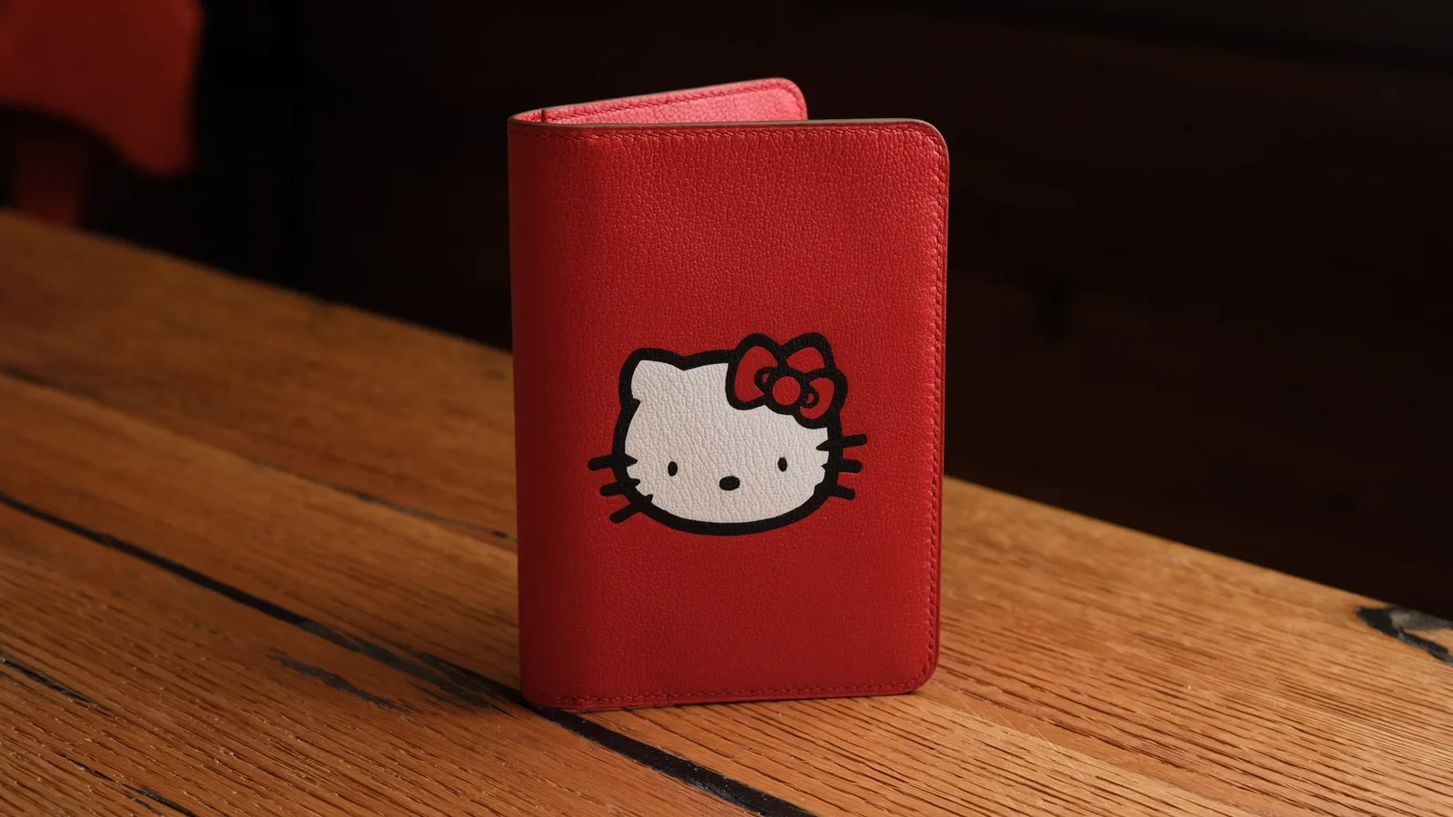 Ảnh Studio Bao da hộ chiếu da dê màu đỏ ghép da Hello Kitty - Koi Leather