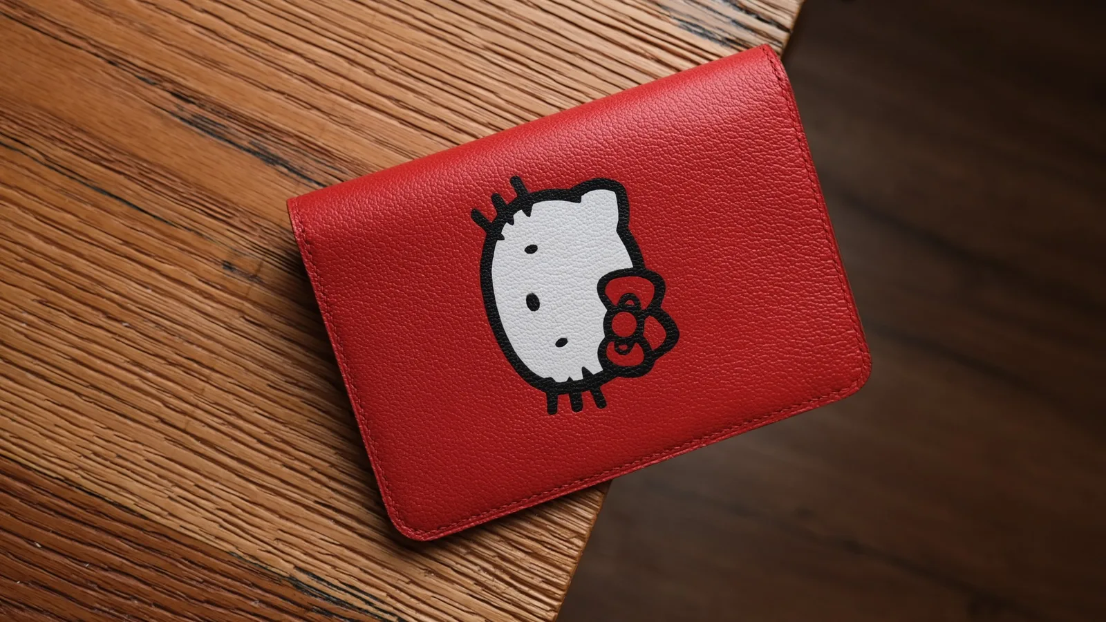 Ảnh Studio Bao da hộ chiếu da dê màu đỏ ghép da Hello Kitty - Koi Leather