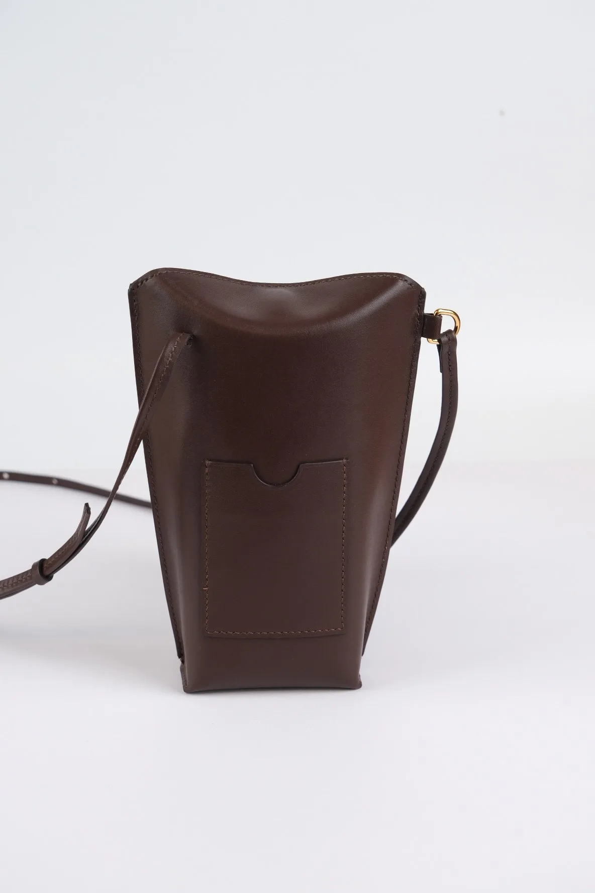 Ảnh Studio Túi đeo chéo mini da bò nâu đậm dáng đứng kèm ngăn thẻ - Koi Leather