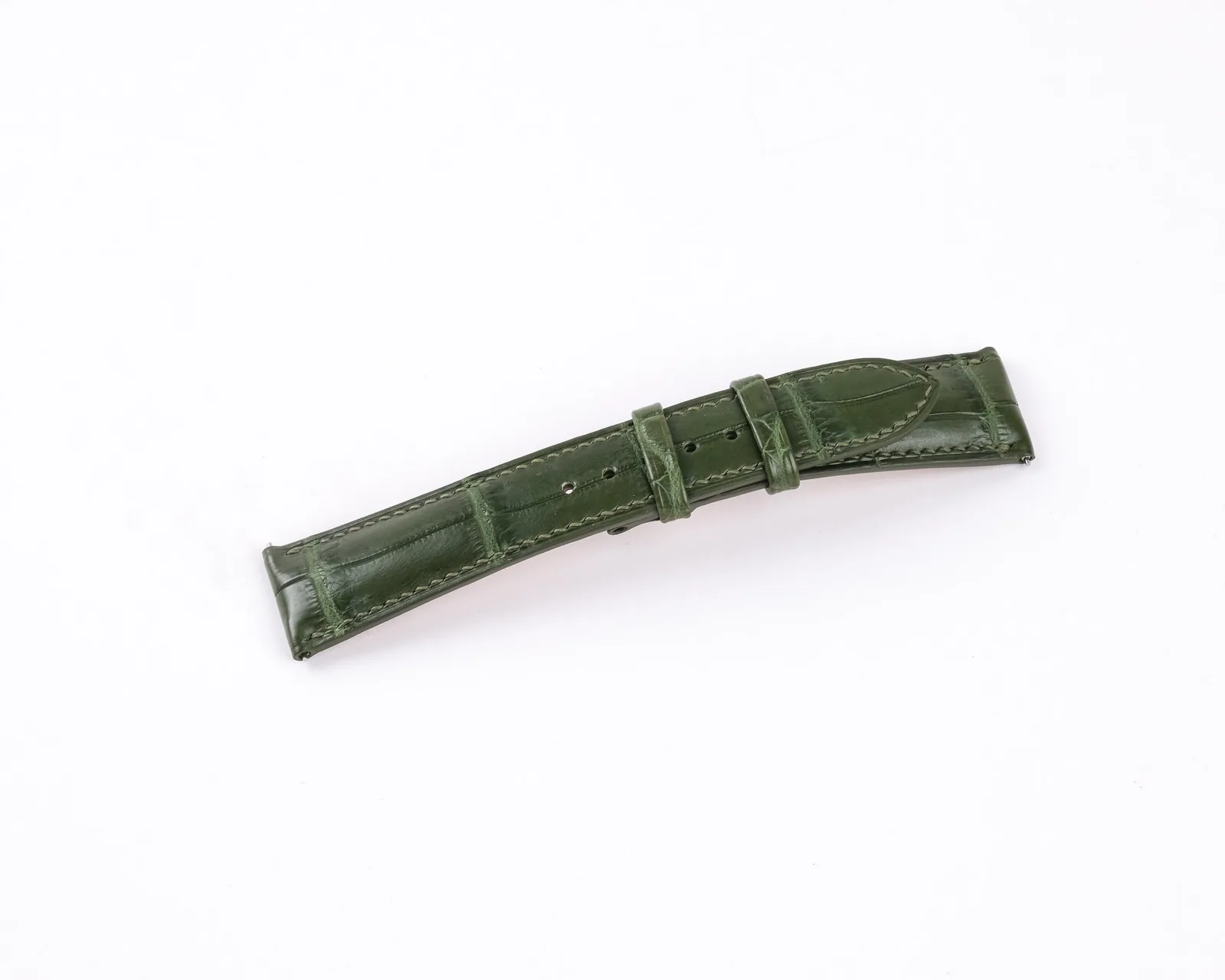 Ảnh Studio Dây đồng hồ da cá sấu màu xanh olive - Koi Leather