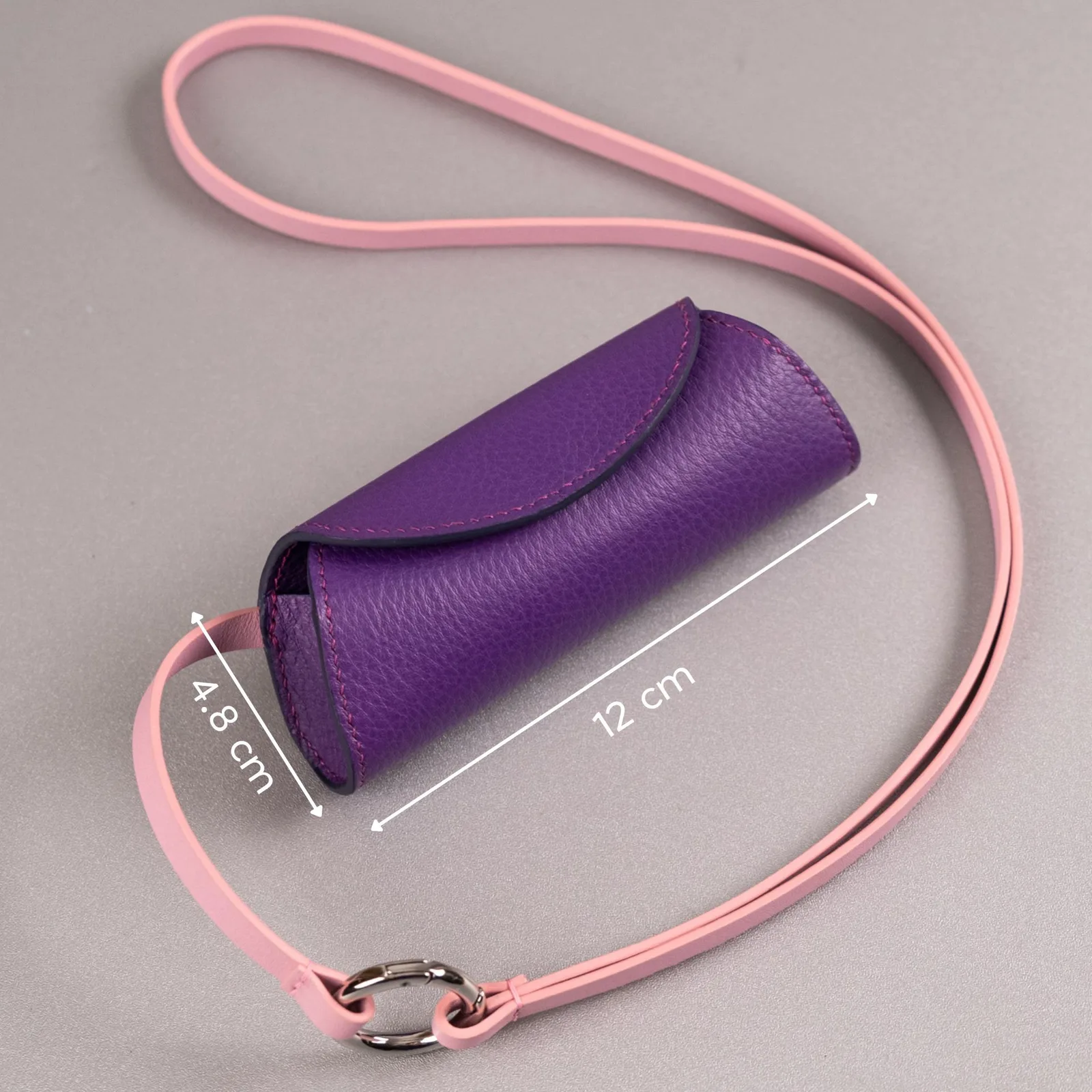 Túi Đựng Son - Da Bò - Tím Phối Hồng Pastel - Hình 2