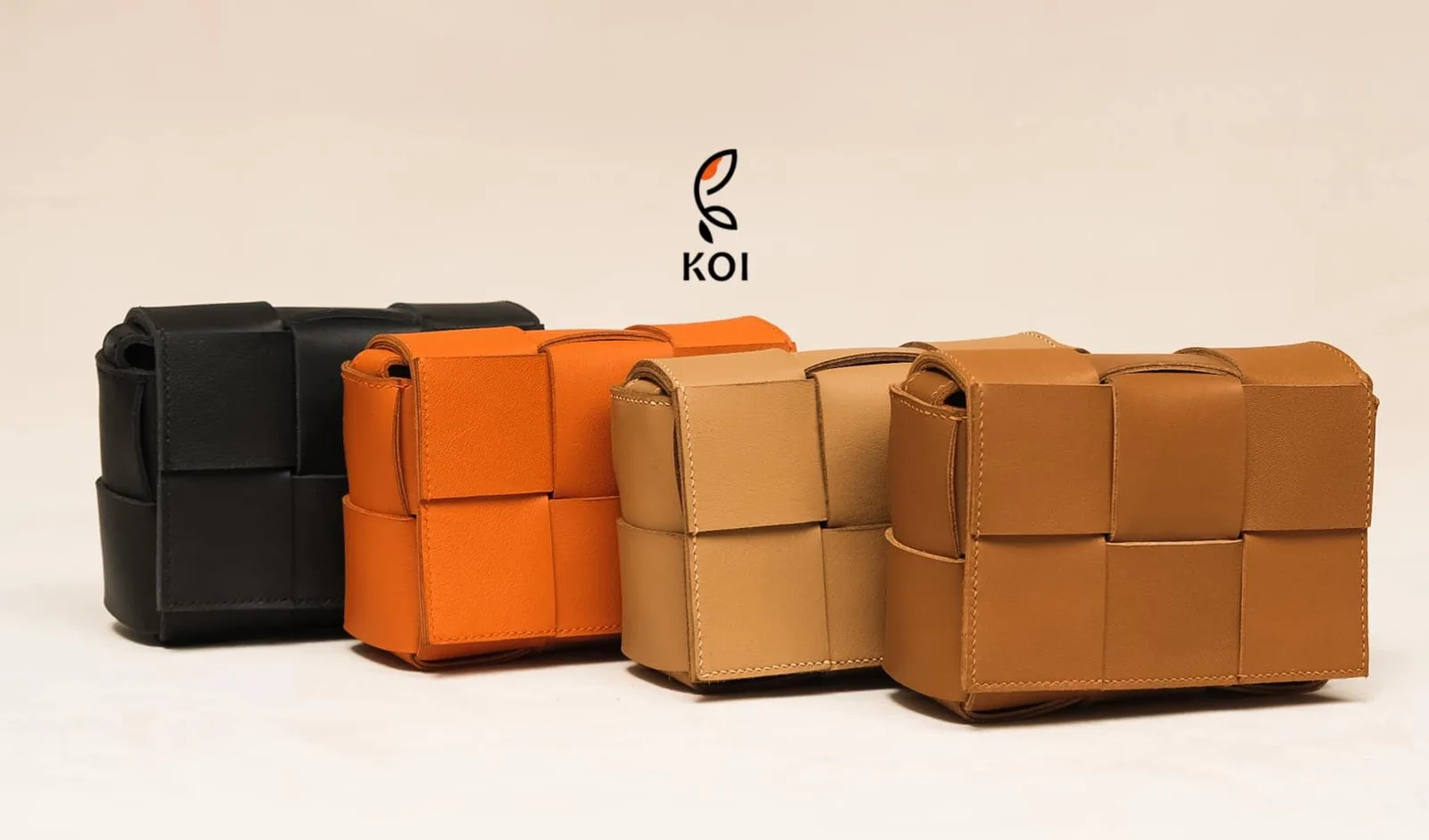 Woven Bag - Da Bê Swift - Black, Yellow, Orange, Brown - Hình 4
