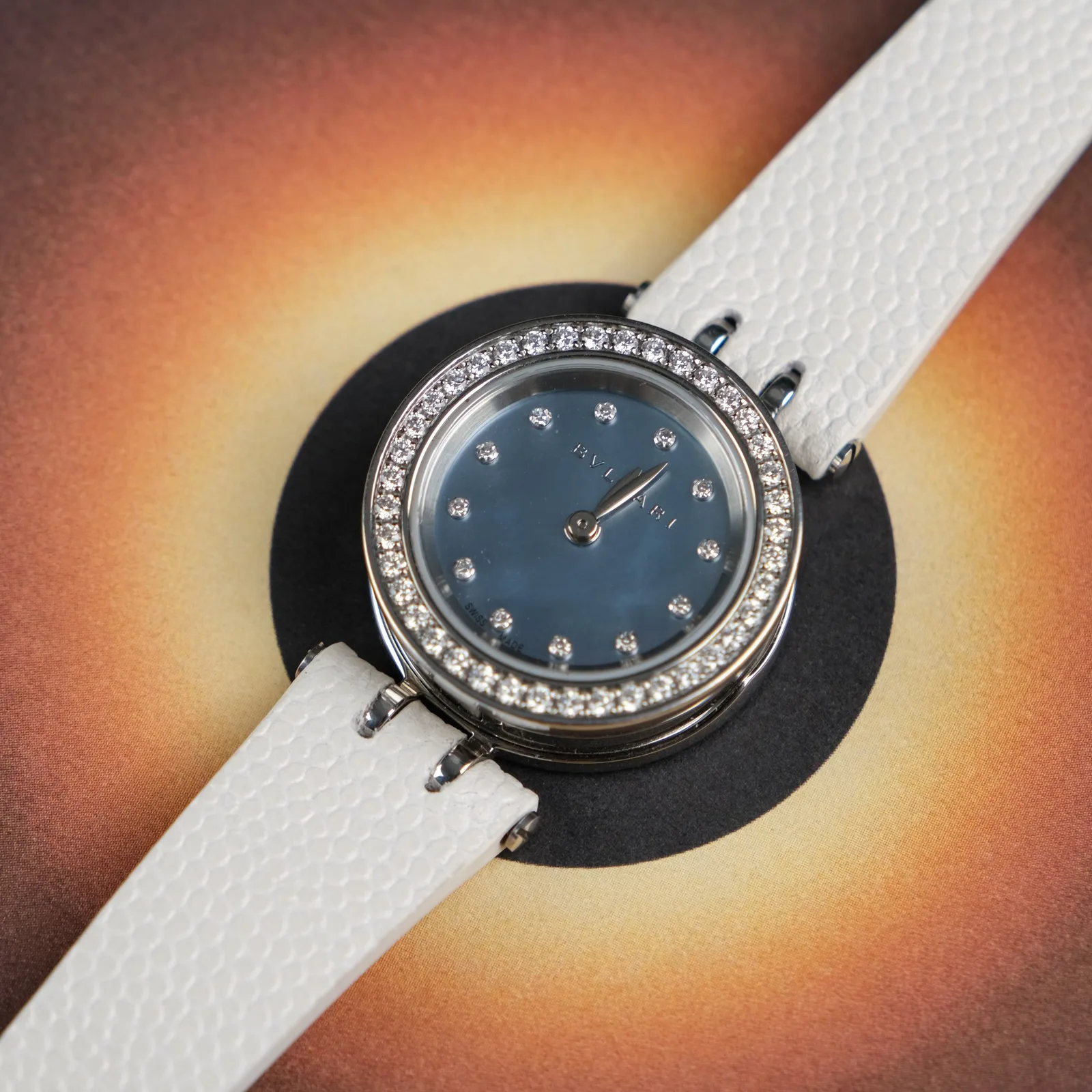 Ảnh Lifestyle Dây đồng hồ da Caviar trắng cho Bvlgari B.zero1 - Koi Leather