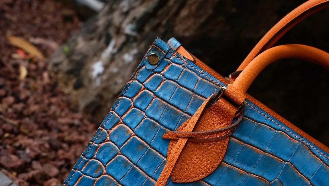 Jackmar Bag - Da Cá Sấu Vẽ Tay x Phối Da Bê - Hình 3