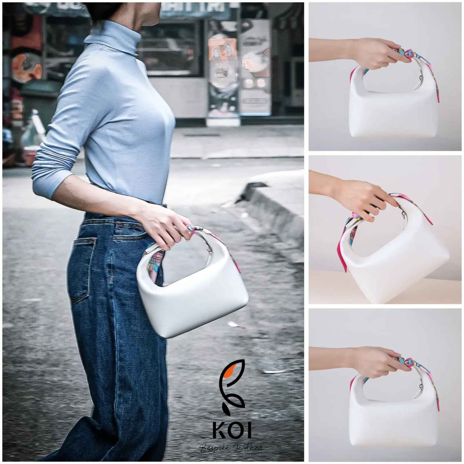 Hal Bag - Da Bò/Swift - White - KOI Leather