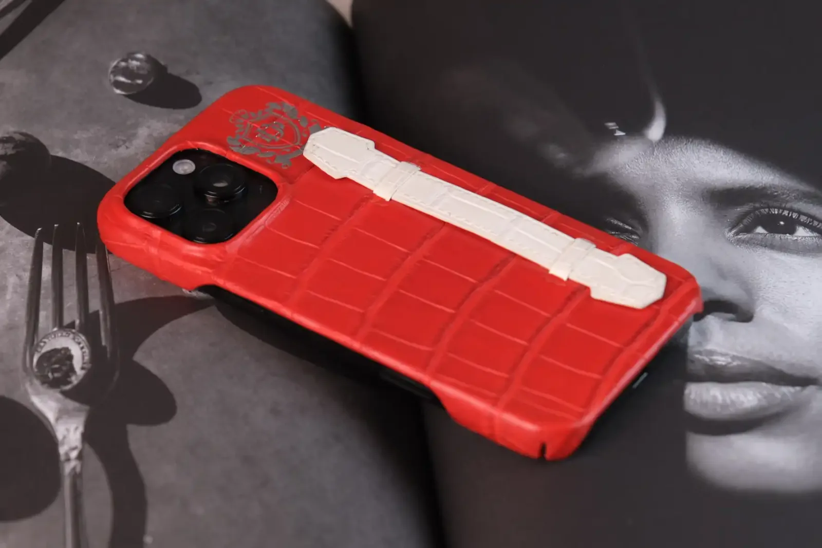 Phonecase - Da cá sấu - Red - Hình 4