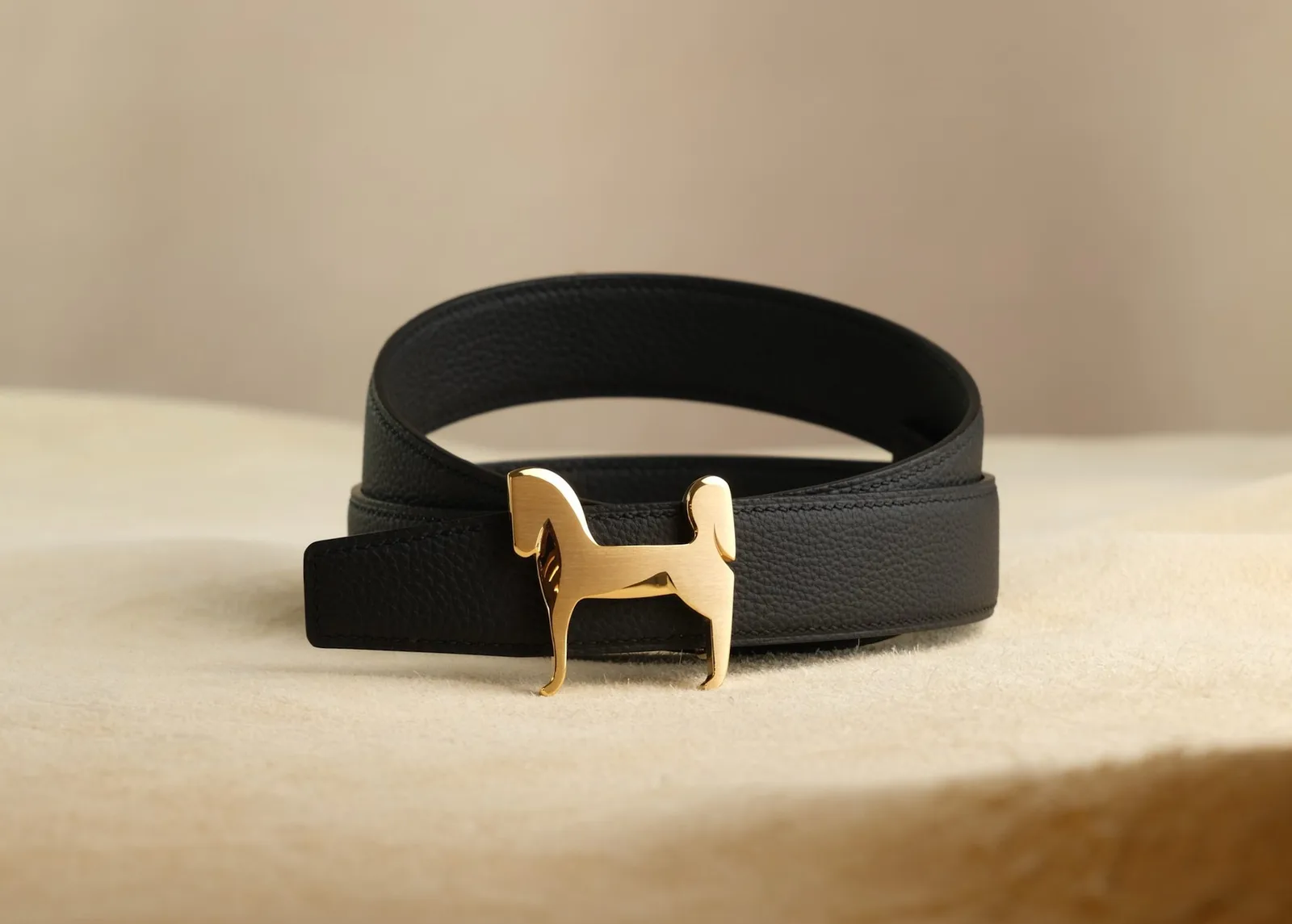 Ảnh Studio Dây thắt lưng da bò Togo màu đen - Koi Leather