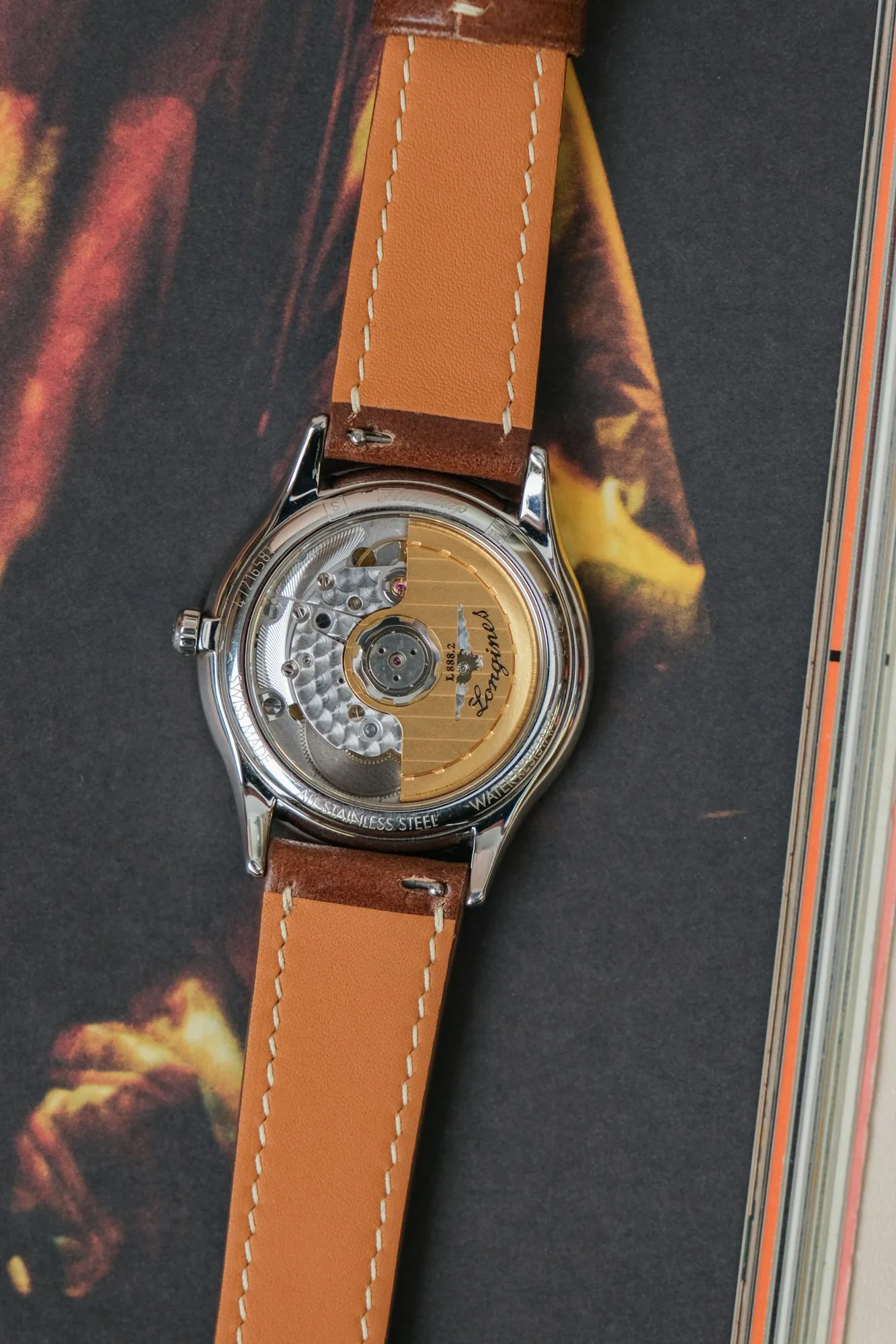 Ảnh Lifestyle Dây đồng hồ da bò cho Longines màu nâu - Koi Leather
