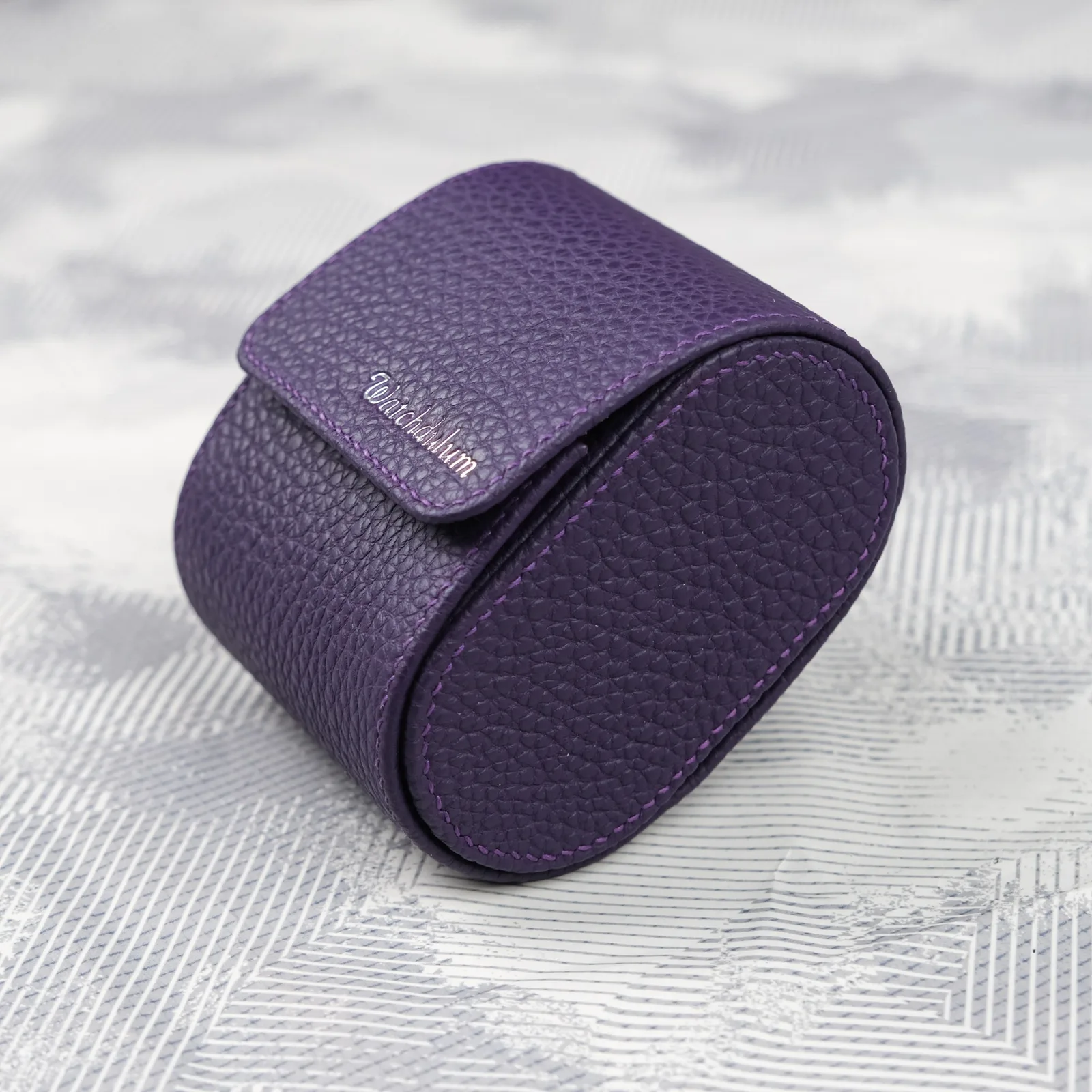 Ảnh Studio Hộp da đựng 1 đồng hồ da Togo màu tím - Koi Leather