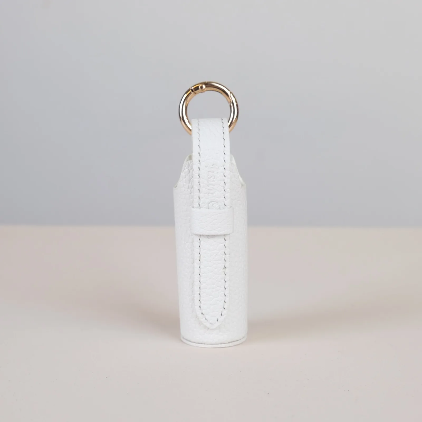 Ảnh Studio Bọc bình giữ nhiệt mini da vân hạt màu trắng có móc treo - Koi Leather