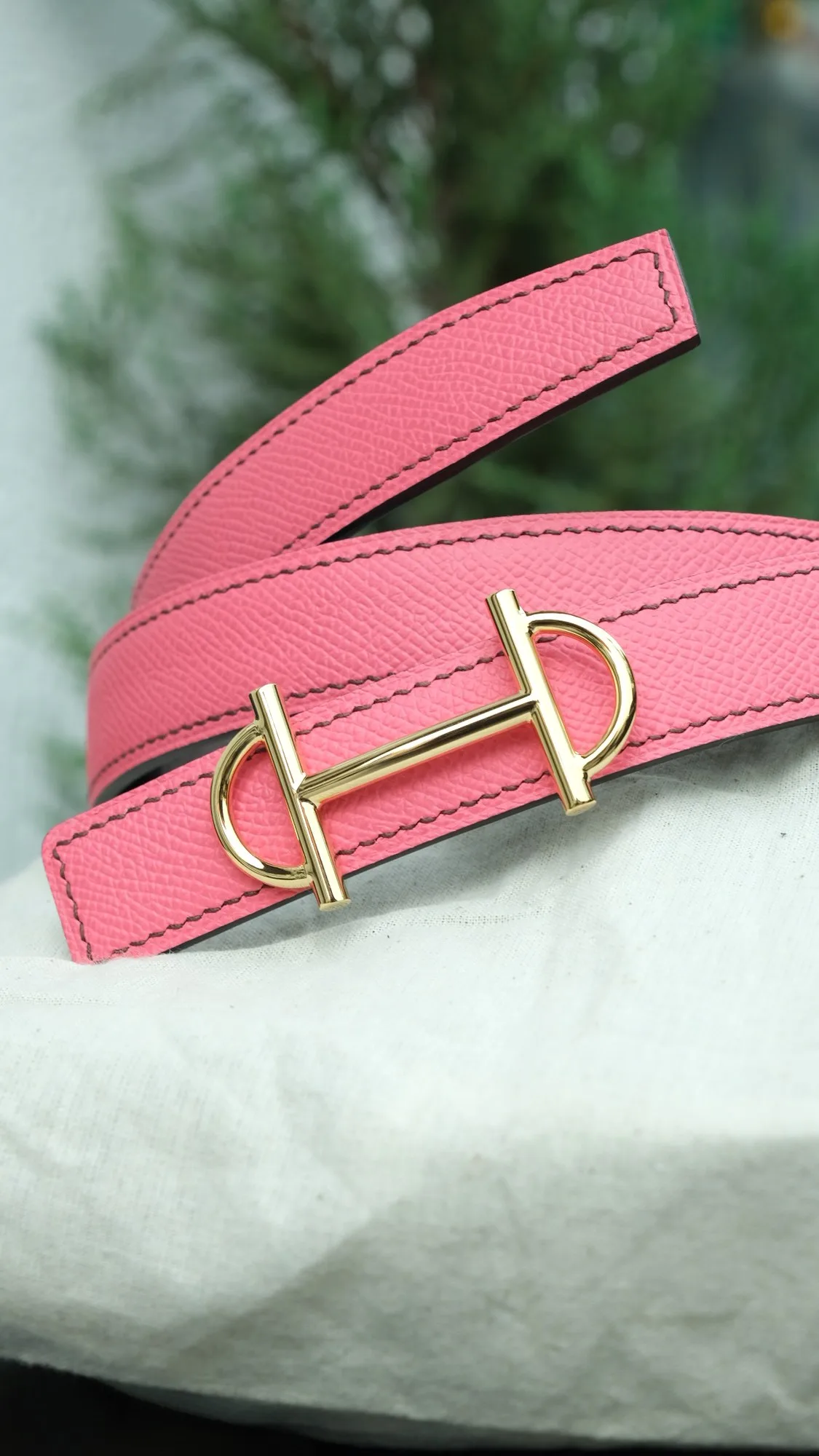 Ảnh Studio Dây thắt lưng nữ da Epsom màu hồng bản 18mm - Koi Leather