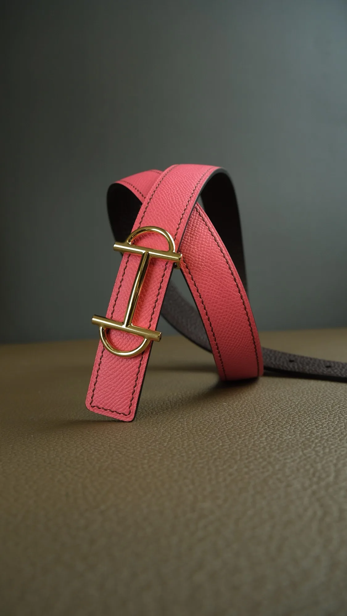 Ảnh Studio Dây thắt lưng nữ da Epsom màu hồng bản 18mm - Koi Leather