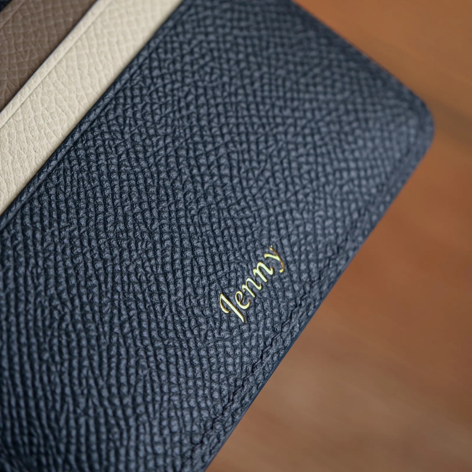 Ảnh Ví đựng thẻ Senot da Epsom xanh navy phối màu - Koi Leather