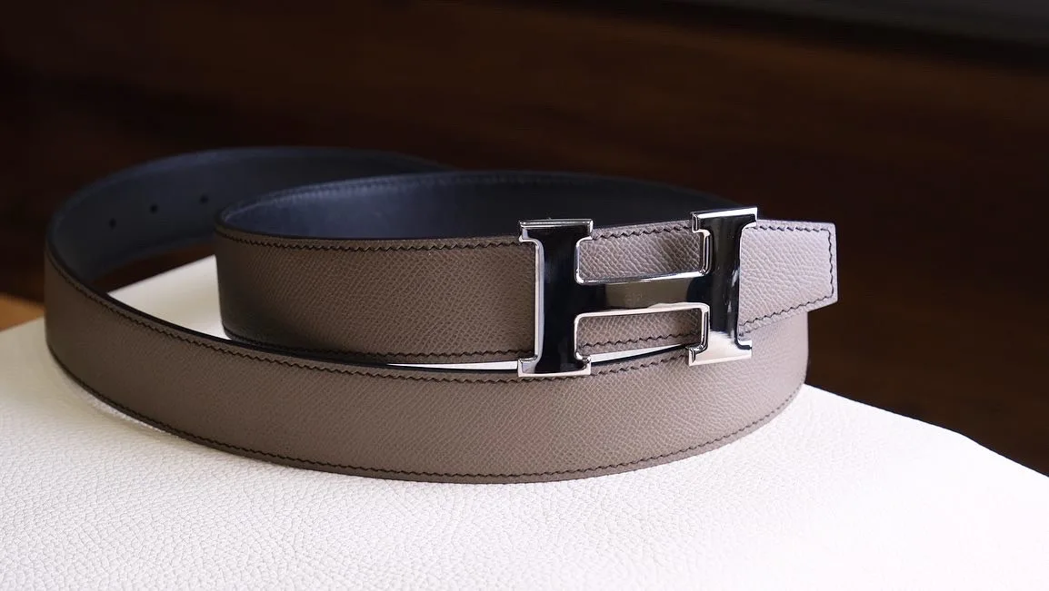 Ảnh Studio Dây lưng da Epsom phối Swift màu Etoupe bản 38mm - Koi Leather