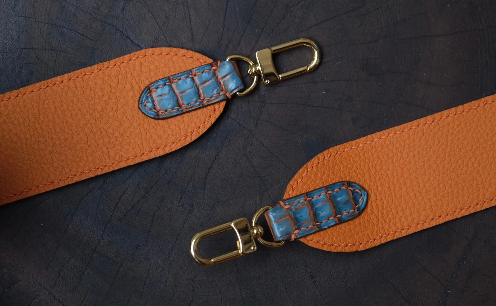 Ảnh Studio Dây đeo túi xách vải dệt xương cá phối da bò - Koi Leather