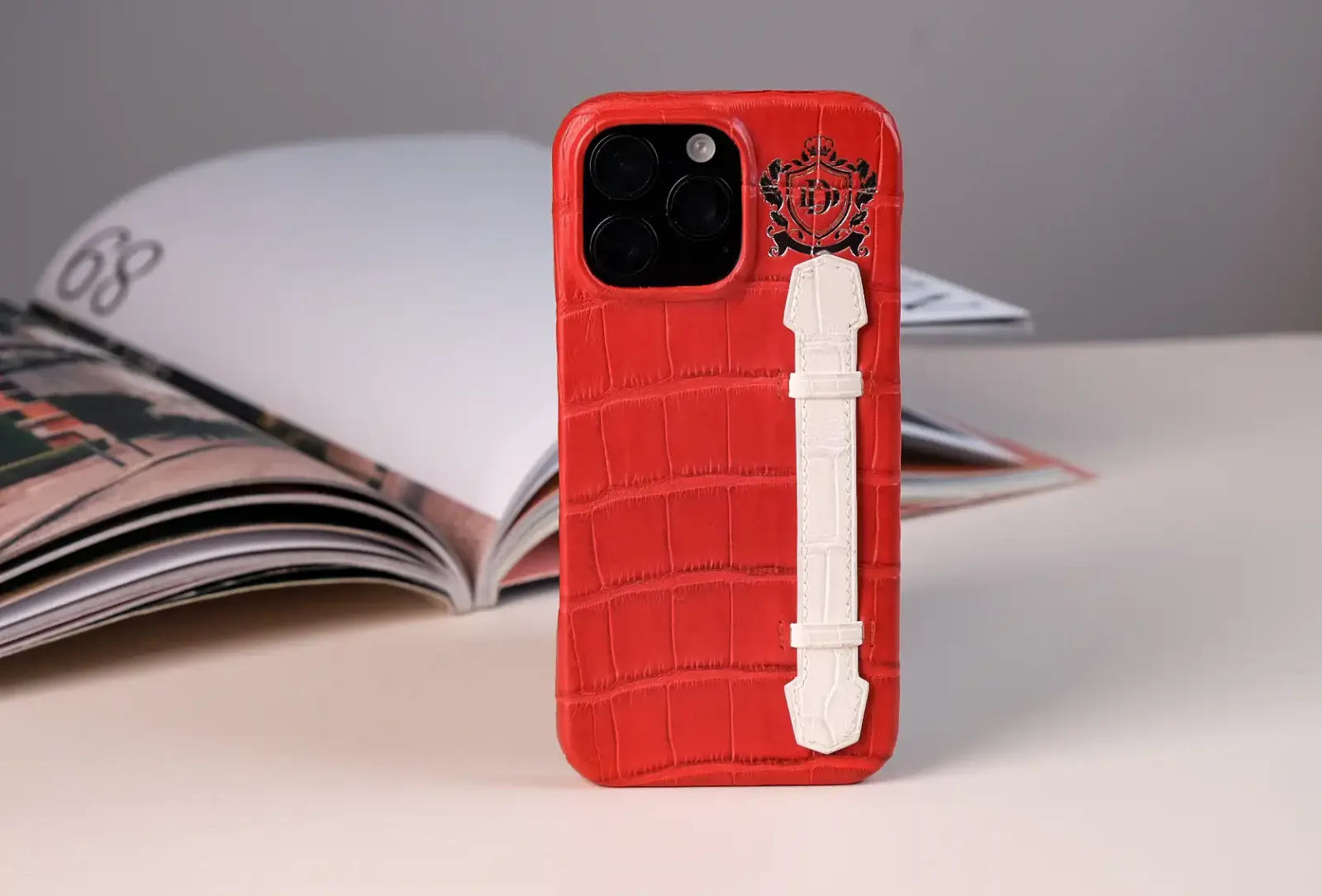 Phonecase - Da cá sấu - Red - Hình 3