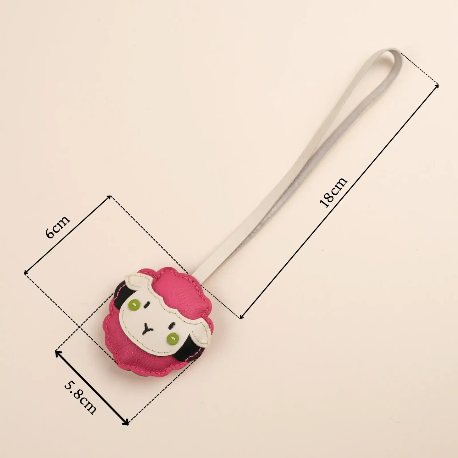 Charm cừu - Da bò - Pink, Yellow, Green, Black - Hình 5