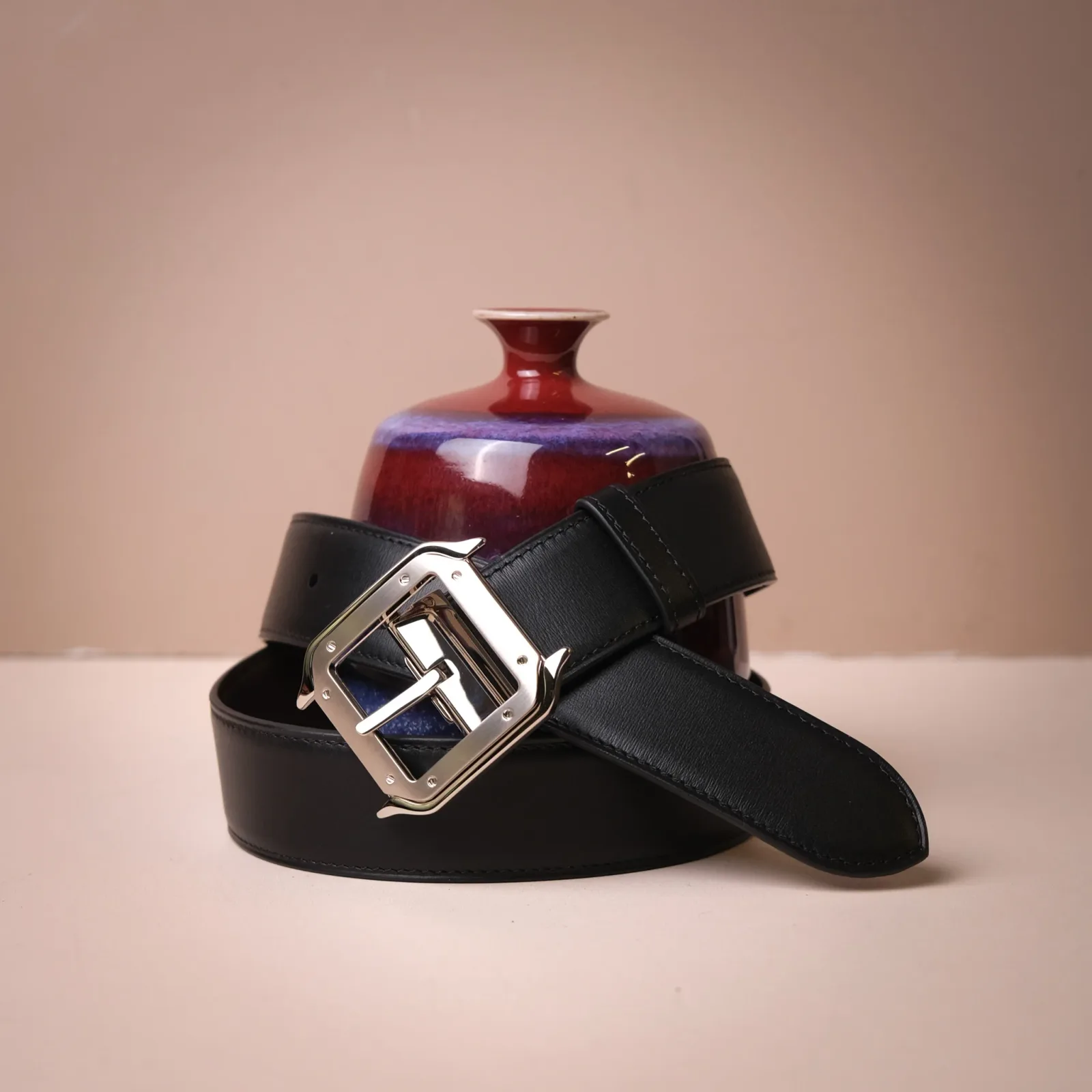 Ảnh Studio Thắt Lưng Nam Da Bò – Khoá Vuông Bo Góc – Đen - Koi Leather