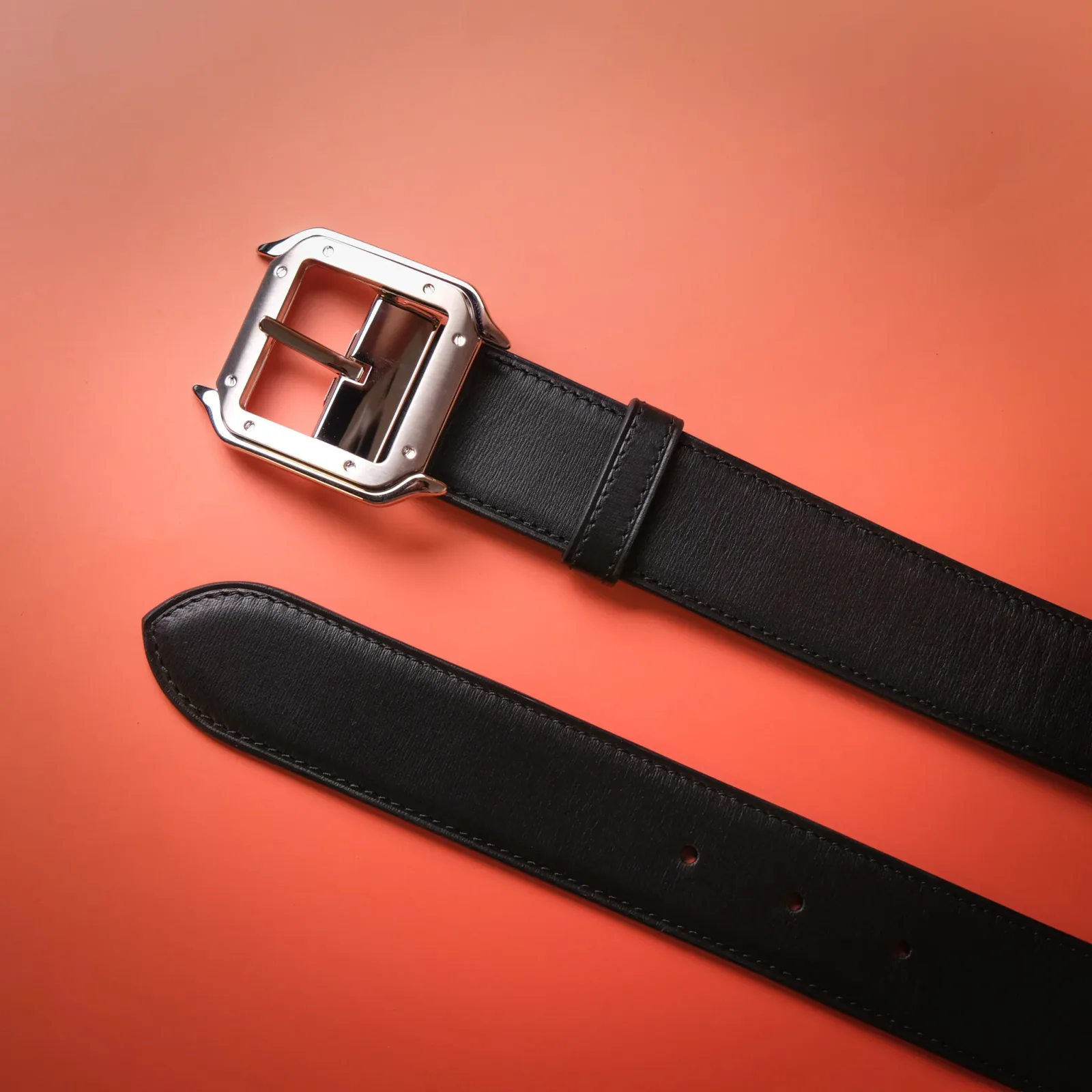 Ảnh Studio Thắt Lưng Nam Da Bò – Khoá Vuông Bo Góc – Đen - KOI Leather