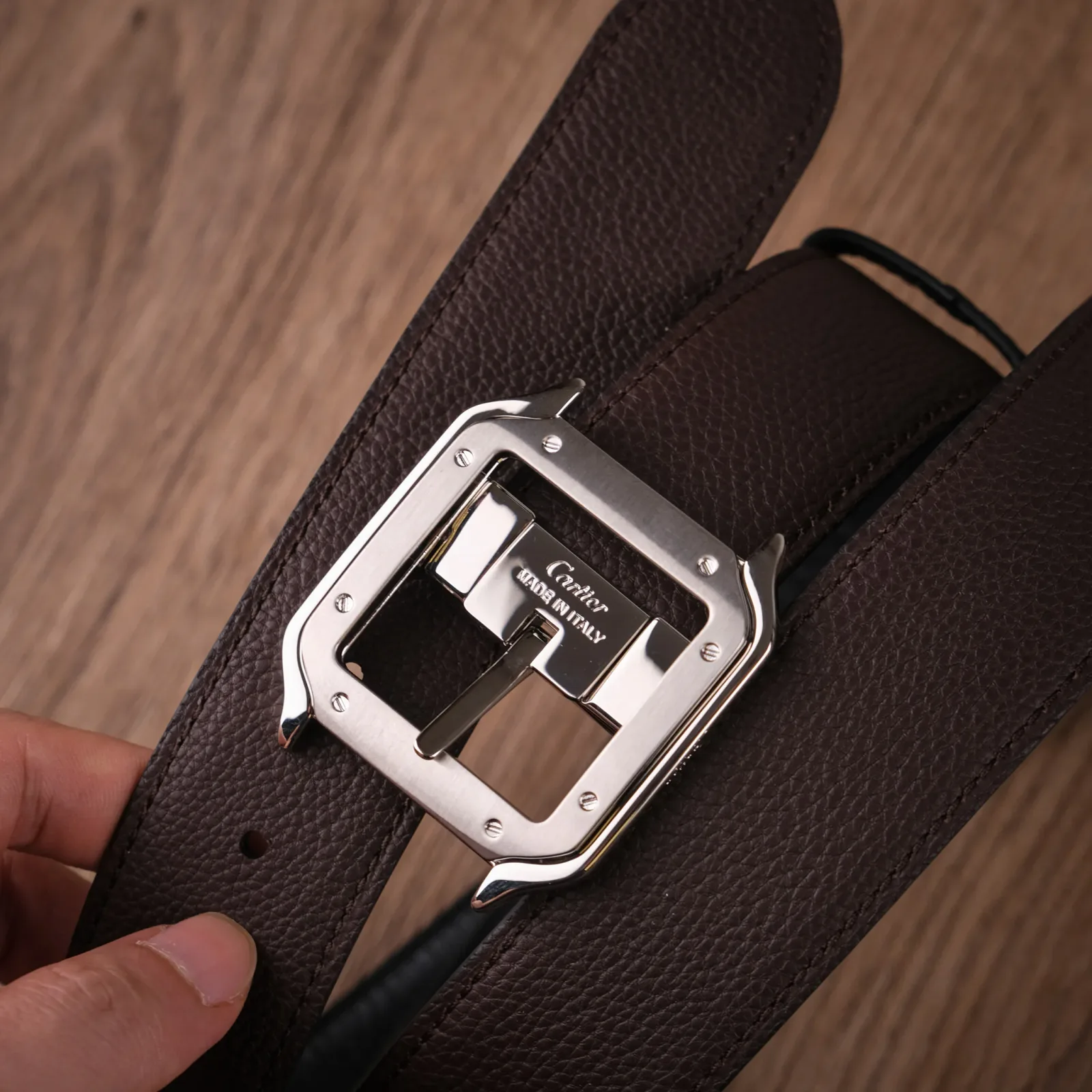 Ảnh Studio Thắt Lưng Nam Da Bò – Khoá Vuông Bo Góc – Đen - KOI Leather
