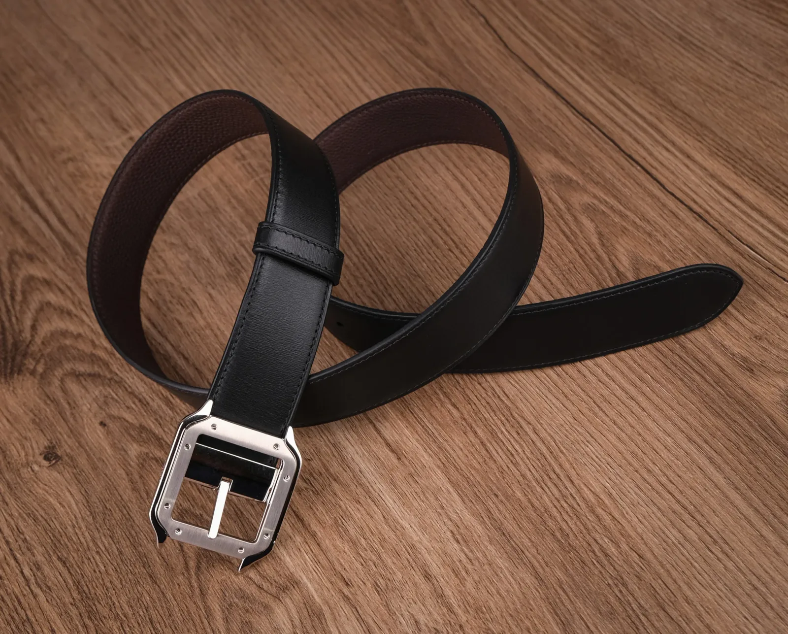 Ảnh Studio Thắt Lưng Nam Da Bò – Khoá Vuông Bo Góc – Đen - KOI Leather