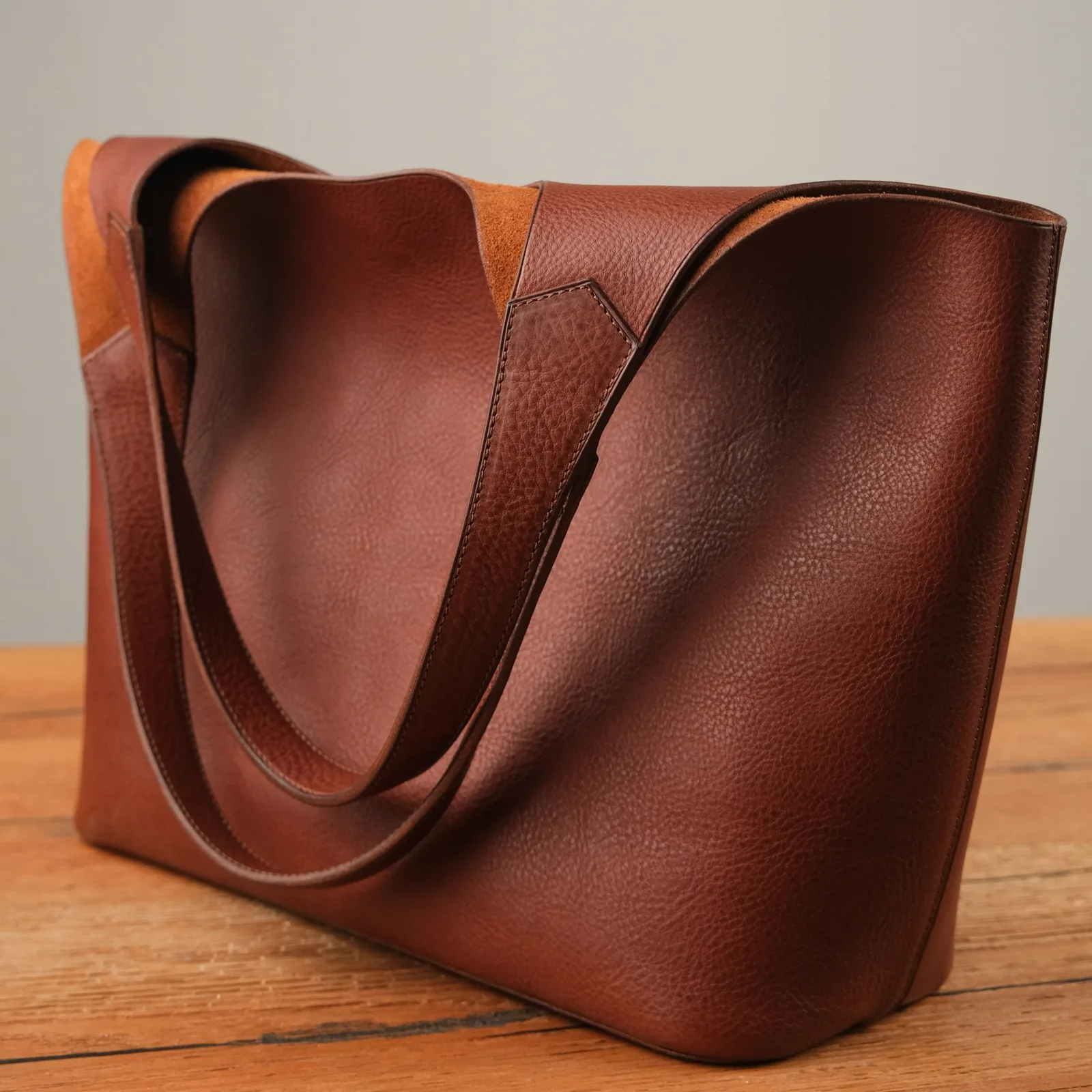 Ảnh Studio Túi tote da Minerva Box màu nâu dáng quai liền - Koi Leather