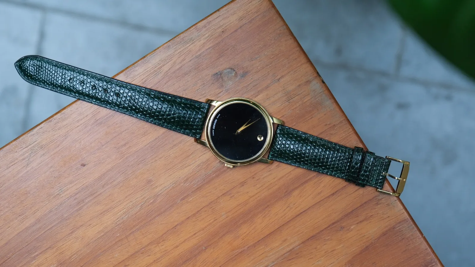 Ảnh Studio Dây đồng hồ da kỳ đà xanh lá cho Movado - Koi Leather