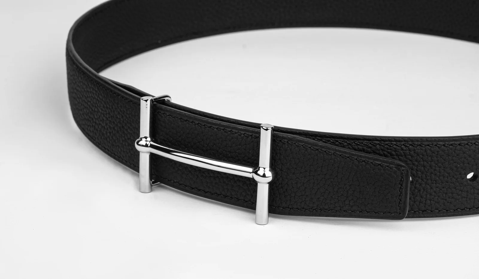 Ảnh Studio Dây lưng da Togo màu đen khoá chữ H - Koi Leather