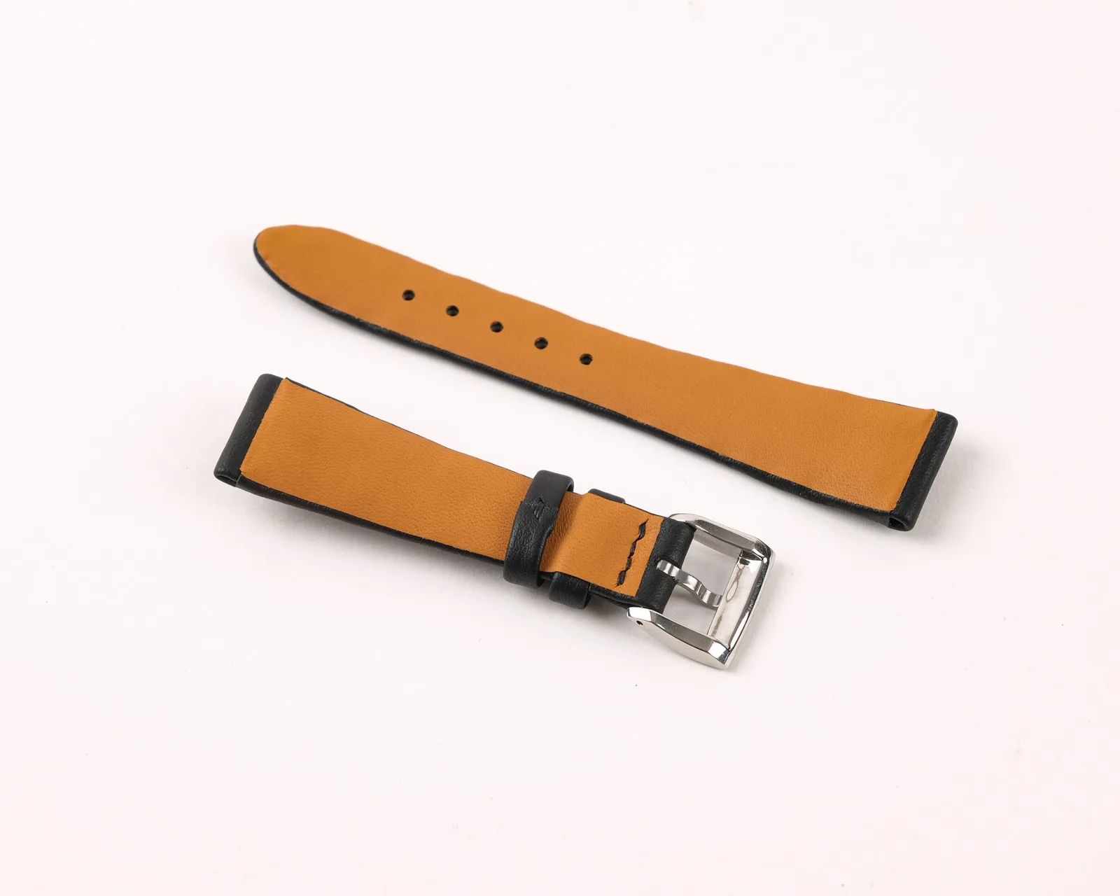 Ảnh Studio Dây đồng hồ da may chần trám màu đen cho Montblanc - Koi Leather