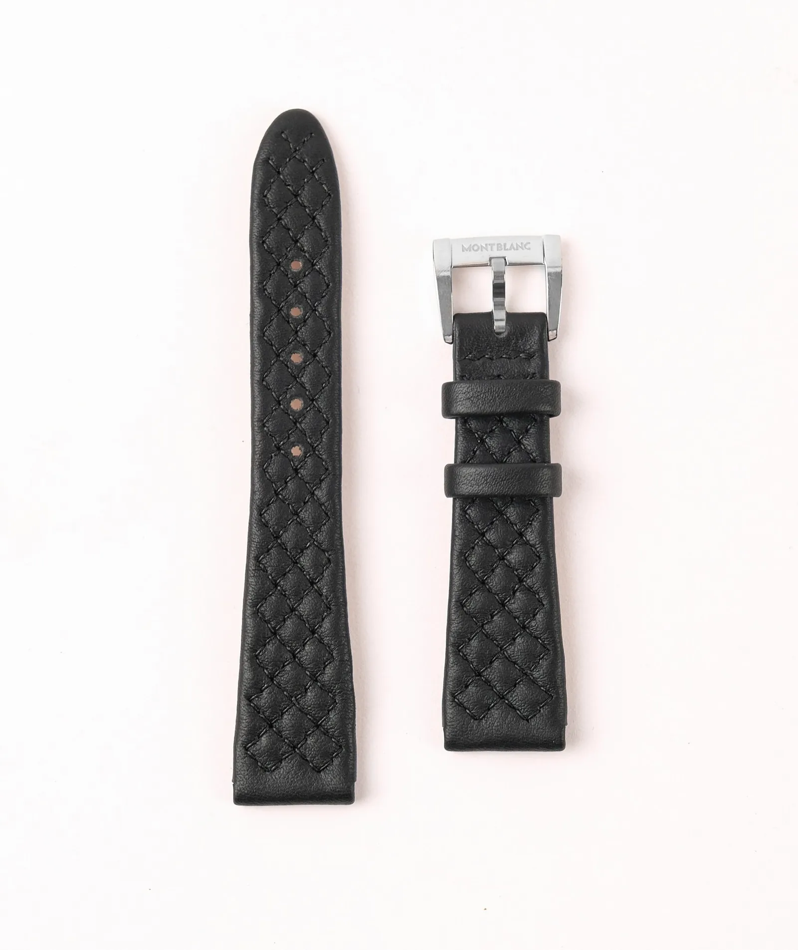Ảnh Studio Dây đồng hồ da may chần trám màu đen cho Montblanc - Koi Leather