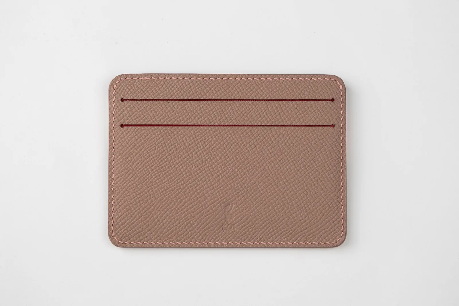 Ảnh Studio Ví thẻ Senot da Epsom màu xám phối hồng - Koi Leather